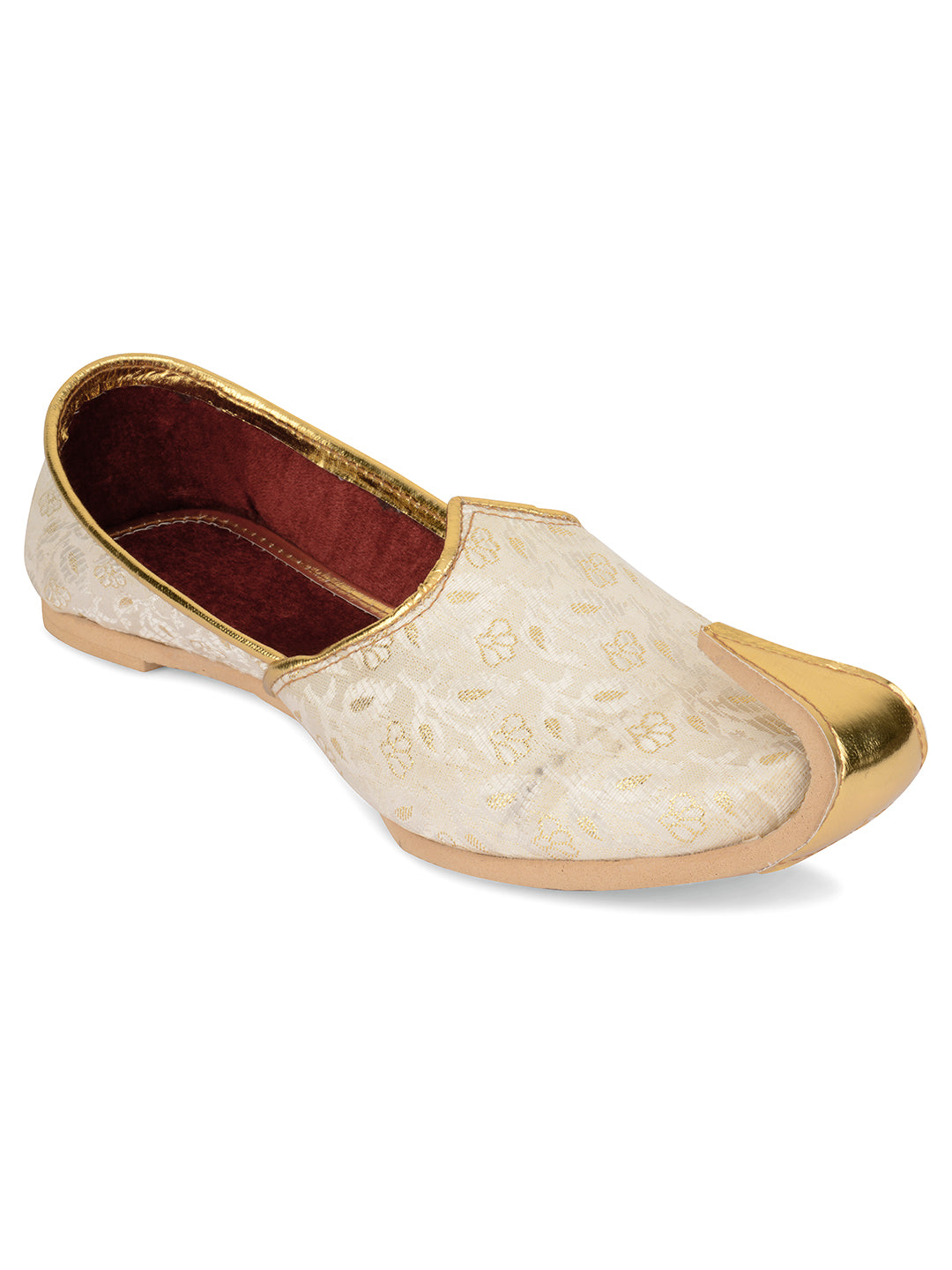 DESI COLOUR Mens Off White Ethnic Footwear/Punjabi Jutti
