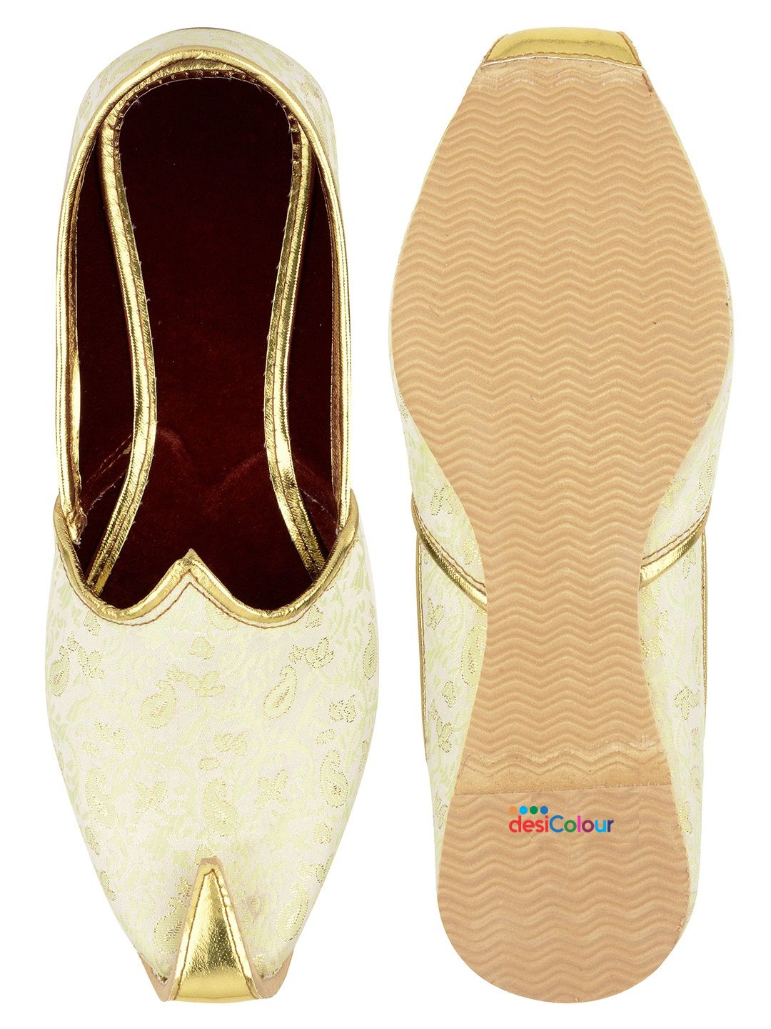 DESI COLOUR Mens Sea Green Ethnic Footwear/Punjabi Jutti
