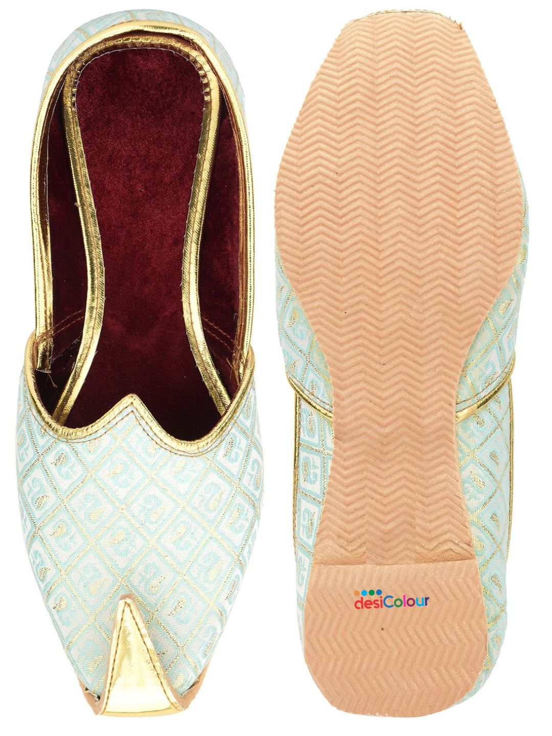 DESI COLOUR Mens Gold Ethnic Footwear/Punjabi Jutti
