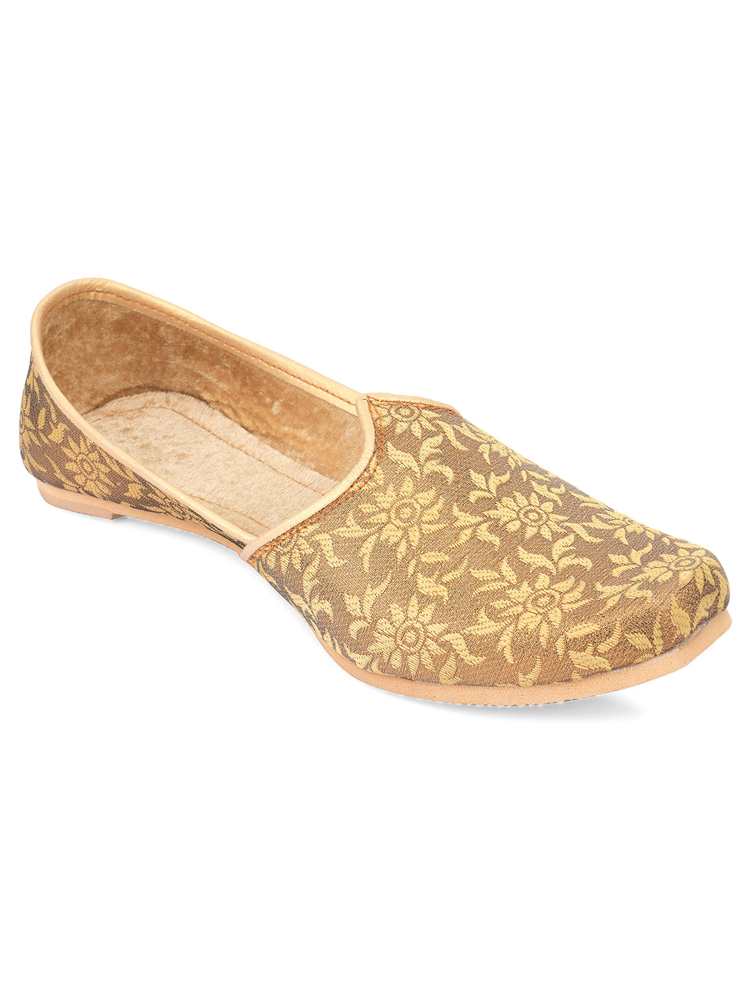DESI COLOUR Mens Gold Ethnic Footwear/Punjabi Jutti