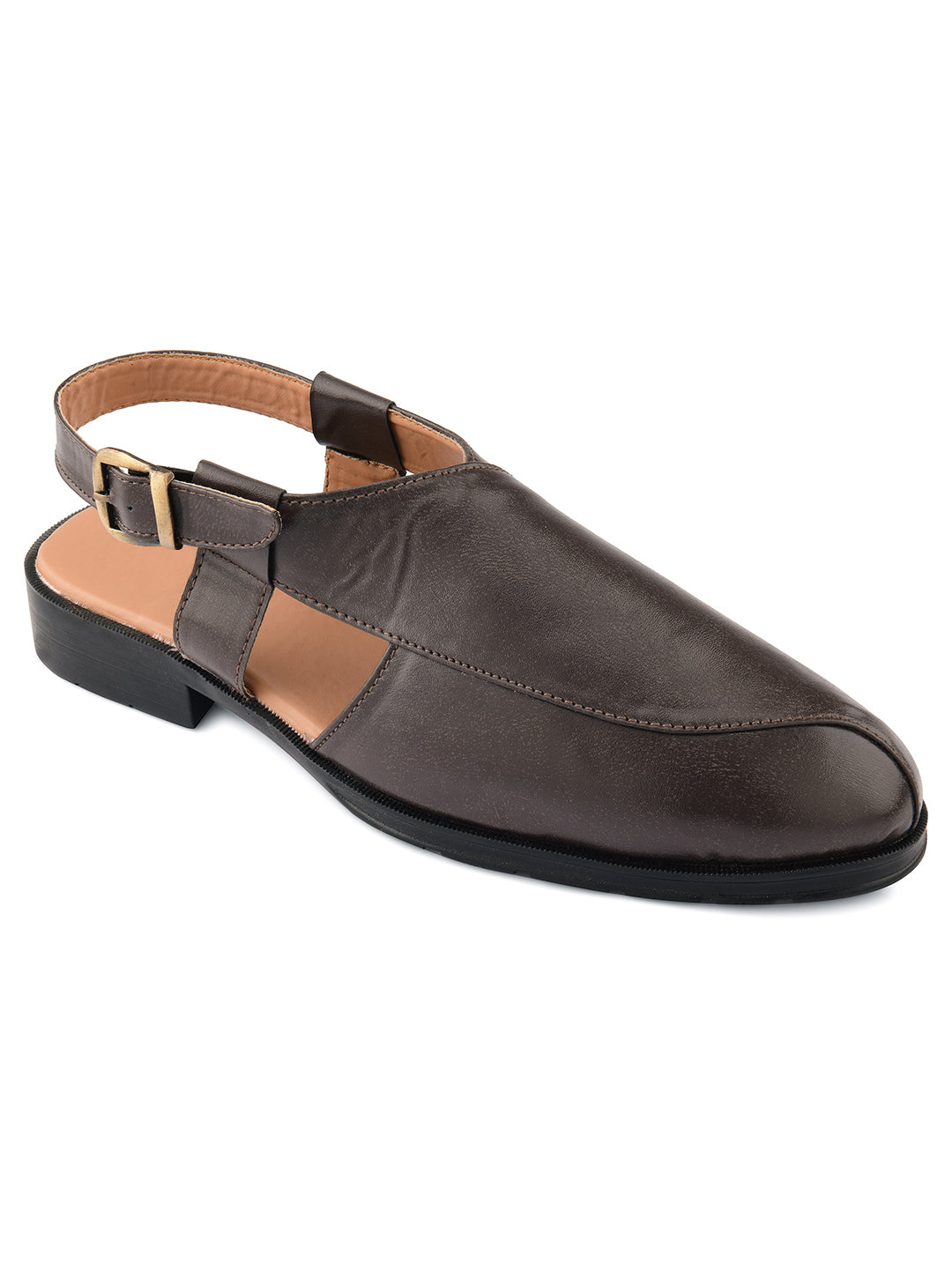 DESI COLOUR Mens Brown Ethnic Peshawari Sandals