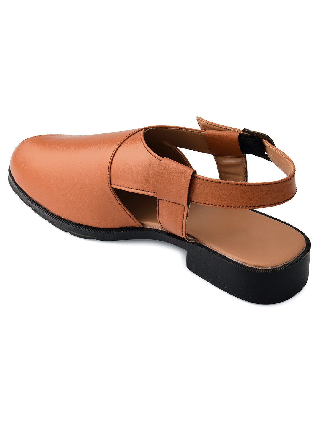 DESI COLOUR Mens Tan Ethnic Peshawari Sandals