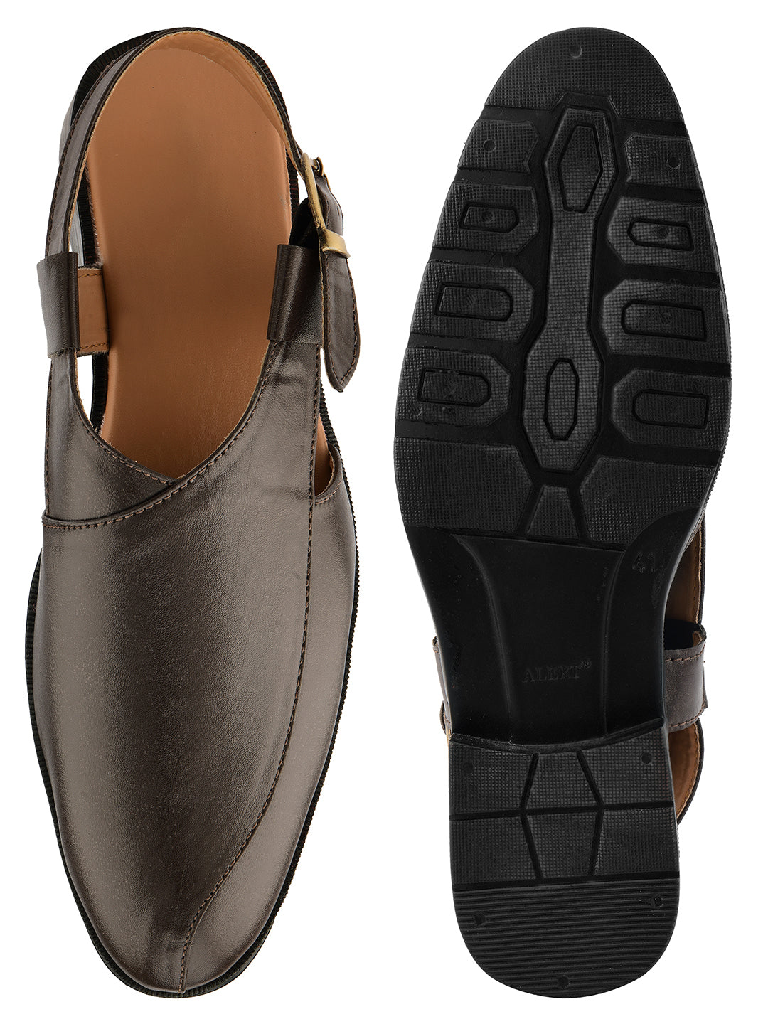 DESI COLOUR Mens Brown Ethnic Peshawari Sandals