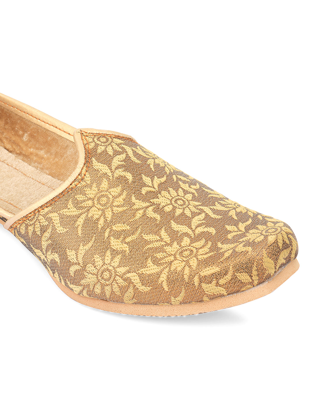 DESI COLOUR Mens Gold Ethnic Footwear/Punjabi Jutti