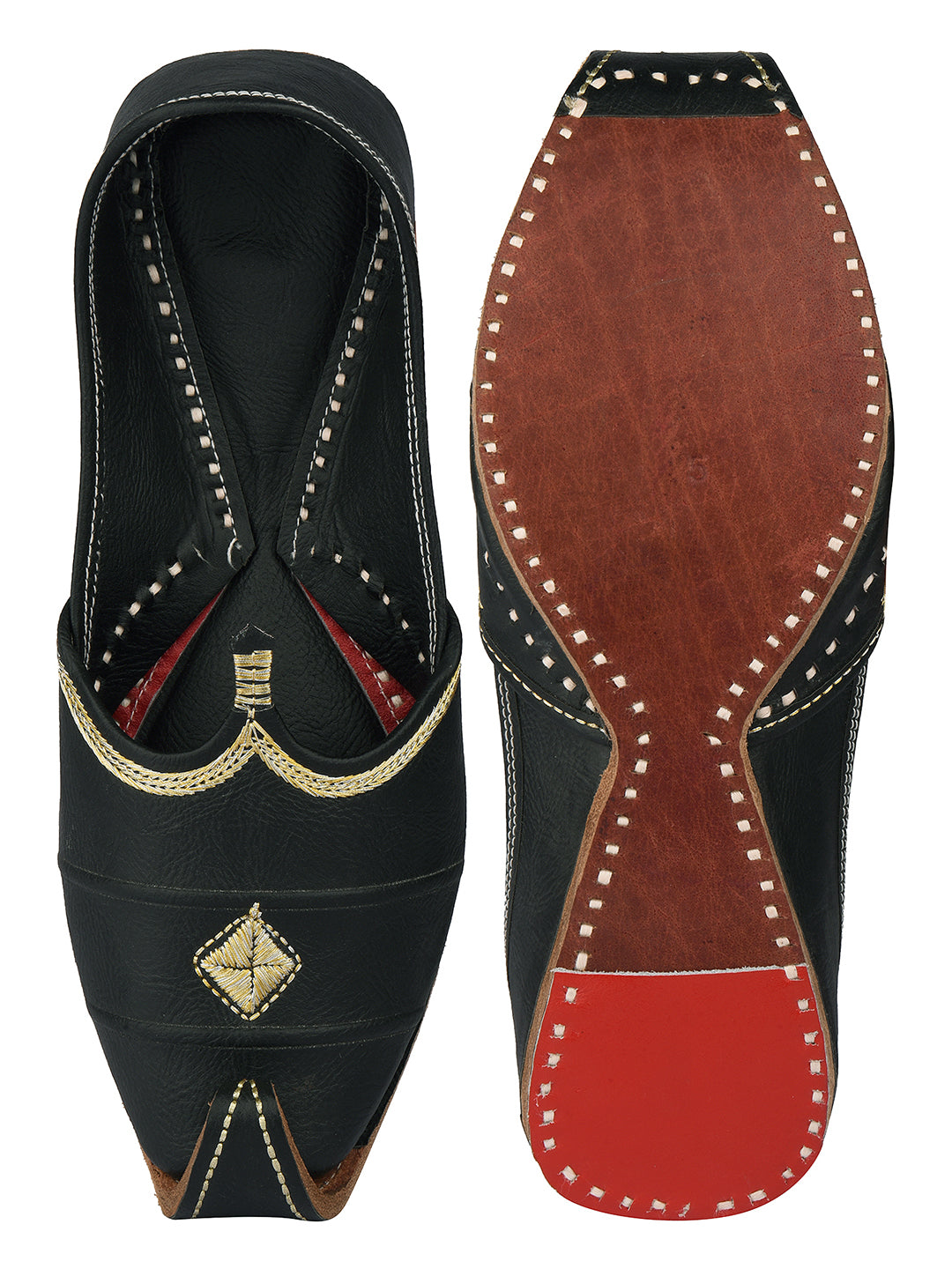 DESI COLOUR Mens Black Ethnic Footwear/Punjabi Jutti