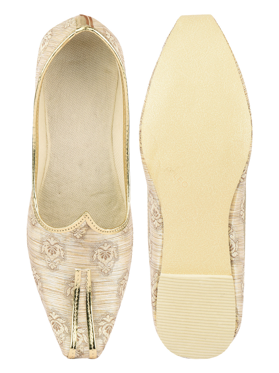 DESI COLOUR Mens Gold Ethnic Footwear/Punjabi Jutti