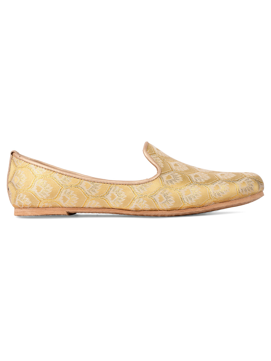DESI COLOUR Mens Gold Ethnic Footwear/Punjabi Jutti