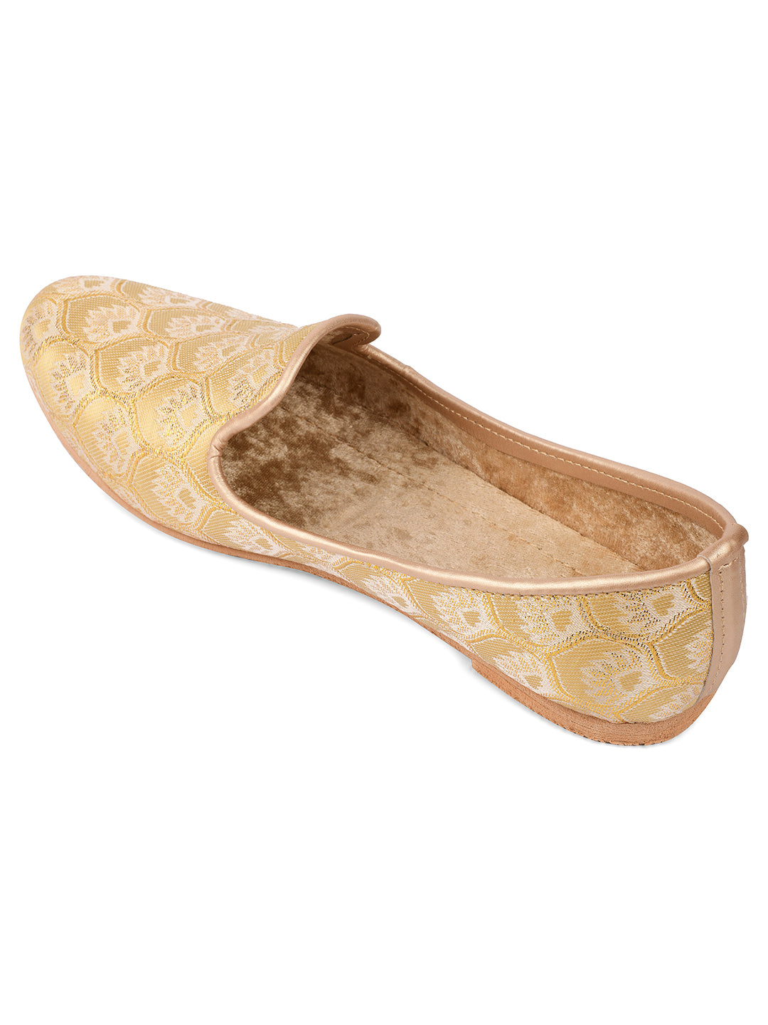 DESI COLOUR Mens Gold Ethnic Footwear/Punjabi Jutti
