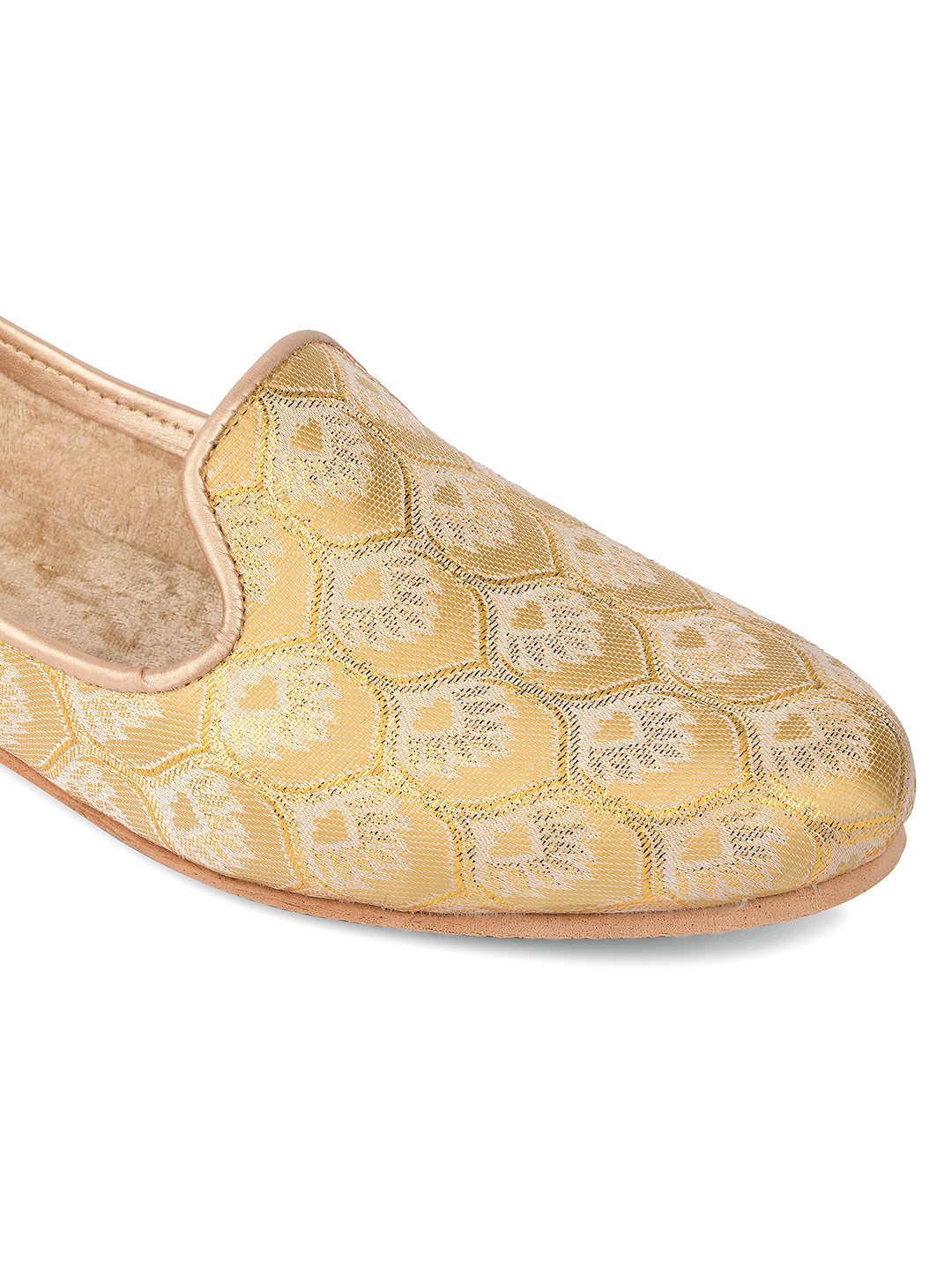 DESI COLOUR Mens Gold Ethnic Footwear/Punjabi Jutti
