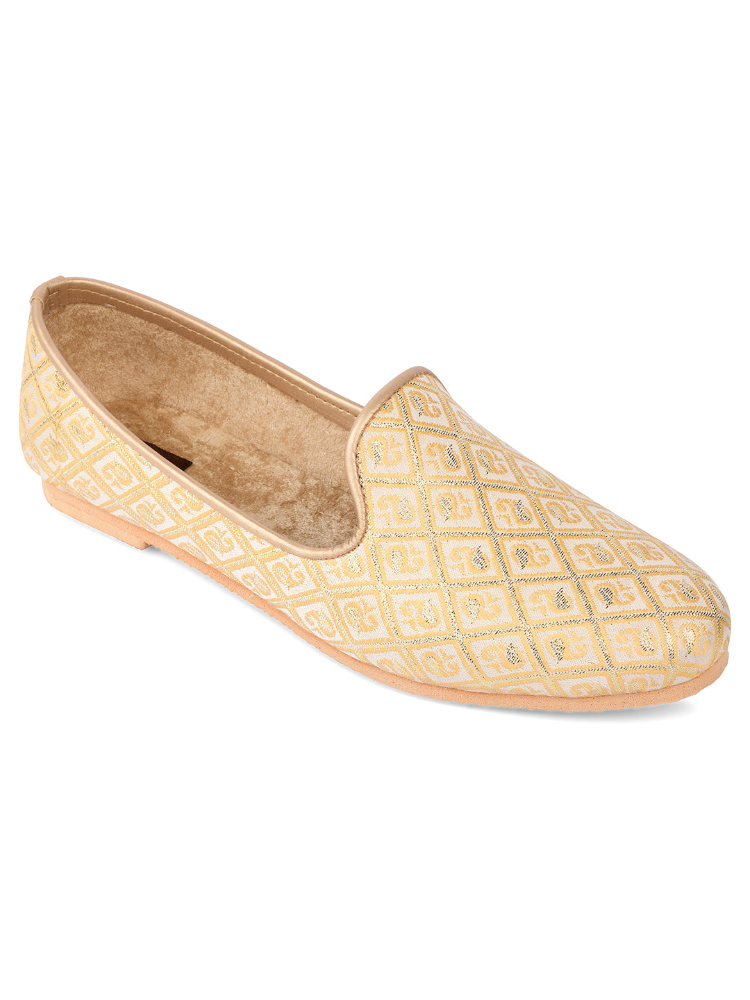 DESI COLOUR Mens Gold Ethnic Footwear/Punjabi Jutti