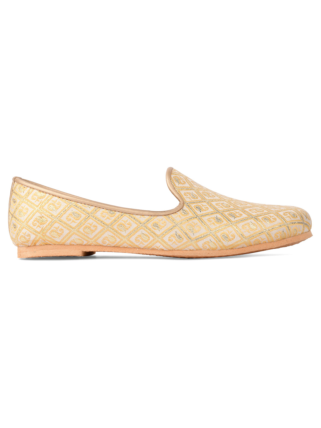 DESI COLOUR Mens Gold Ethnic Footwear/Punjabi Jutti