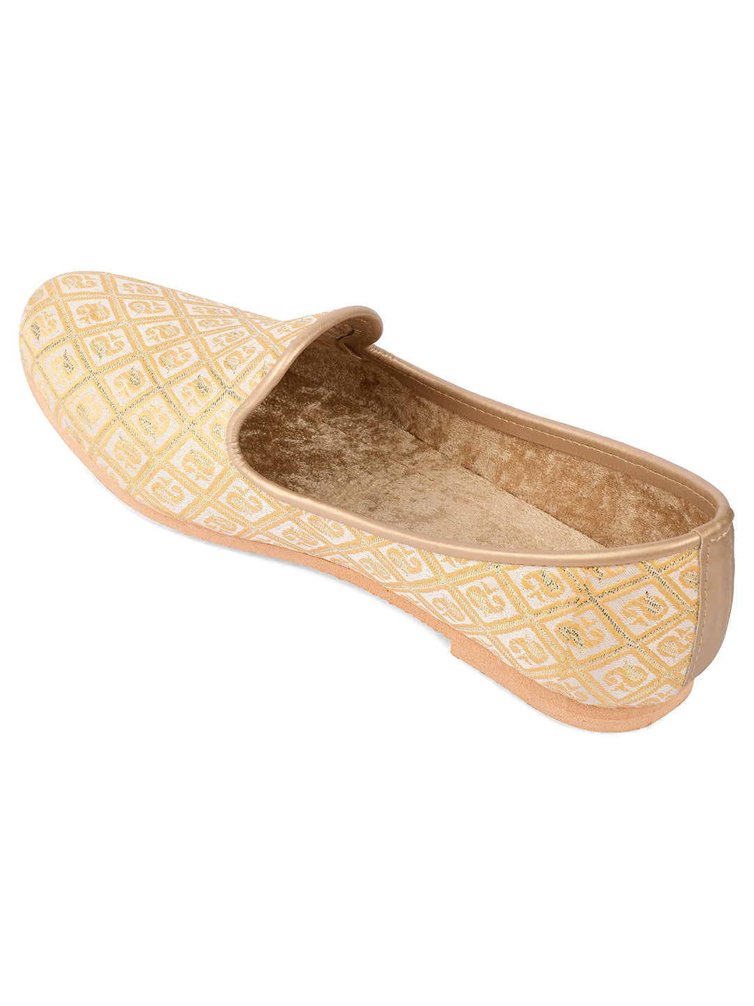 DESI COLOUR Mens Gold Ethnic Footwear/Punjabi Jutti