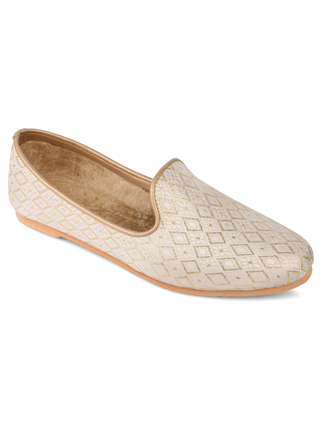 DESI COLOUR Mens Gold Ethnic Footwear/Punjabi Jutti