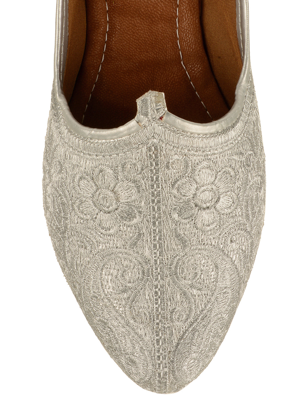 DESI COLOUR Mens Silver Ethnic Footwear/Punjabi Jutti