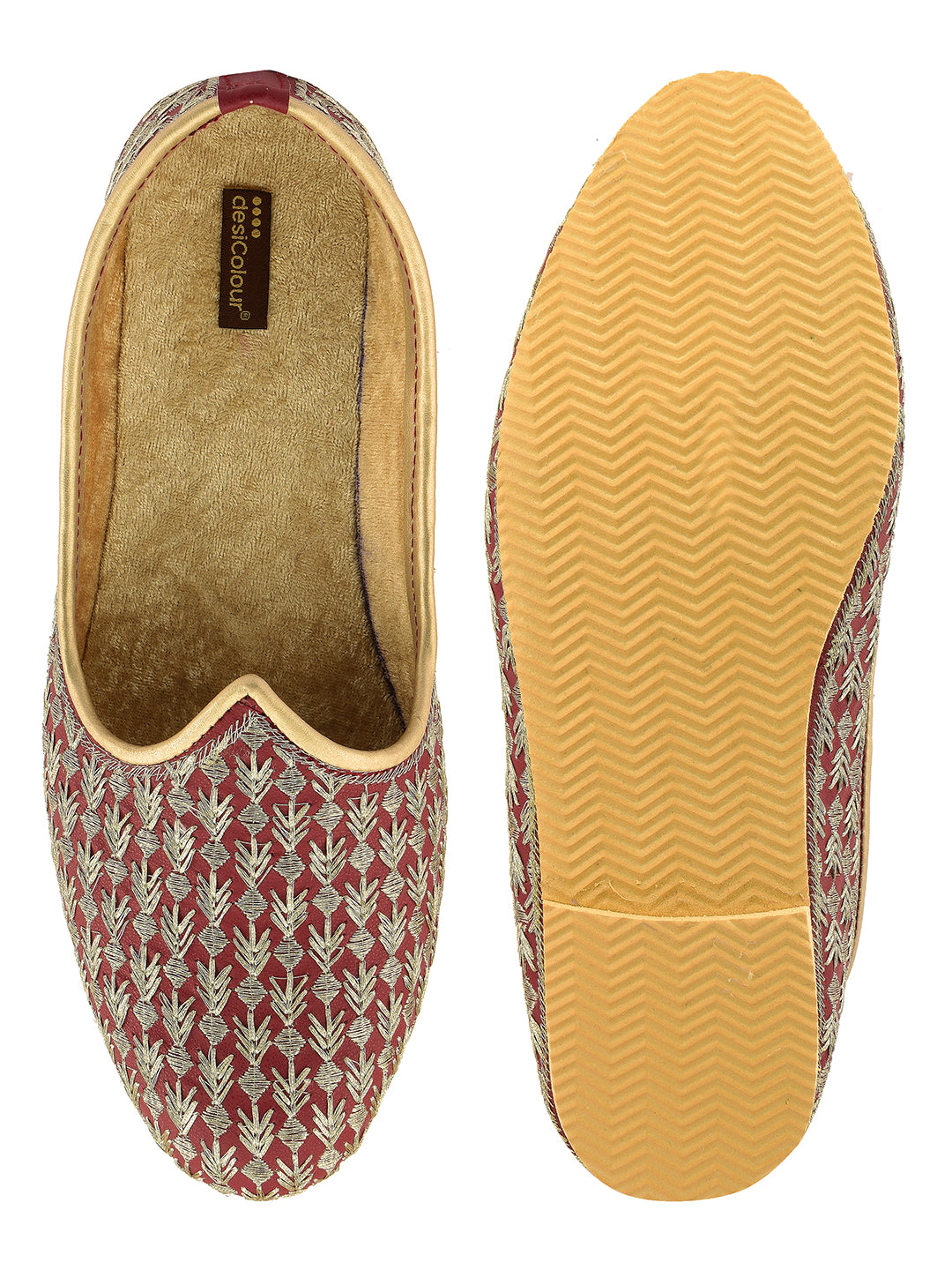DESI COLOUR Mens Gold Ethnic Footwear/Punjabi Jutti