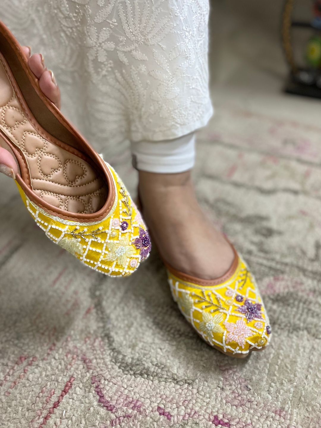 DESI COLOUR Women Yellow Ethnic Mojaris Flats