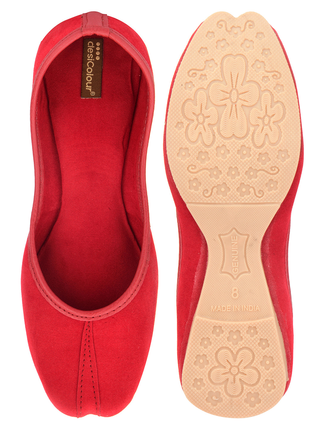 DESI COLOUR Women Red Ethnic Punjabi Jutti