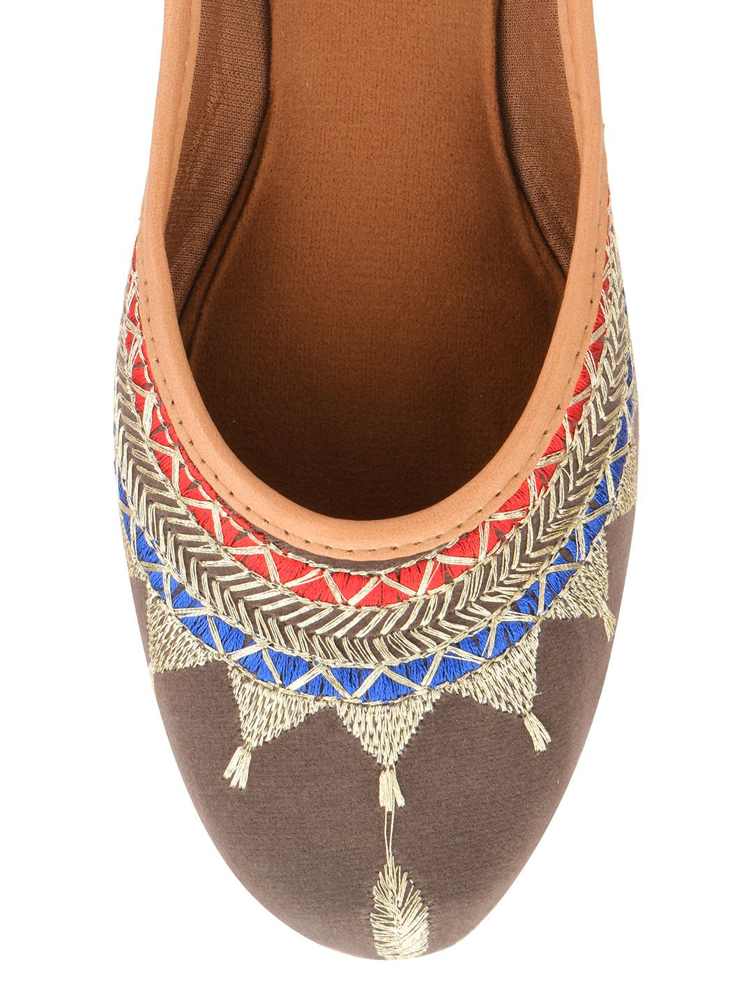 DESI COLOUR Women Grey Ethnic Punjabi Jutti