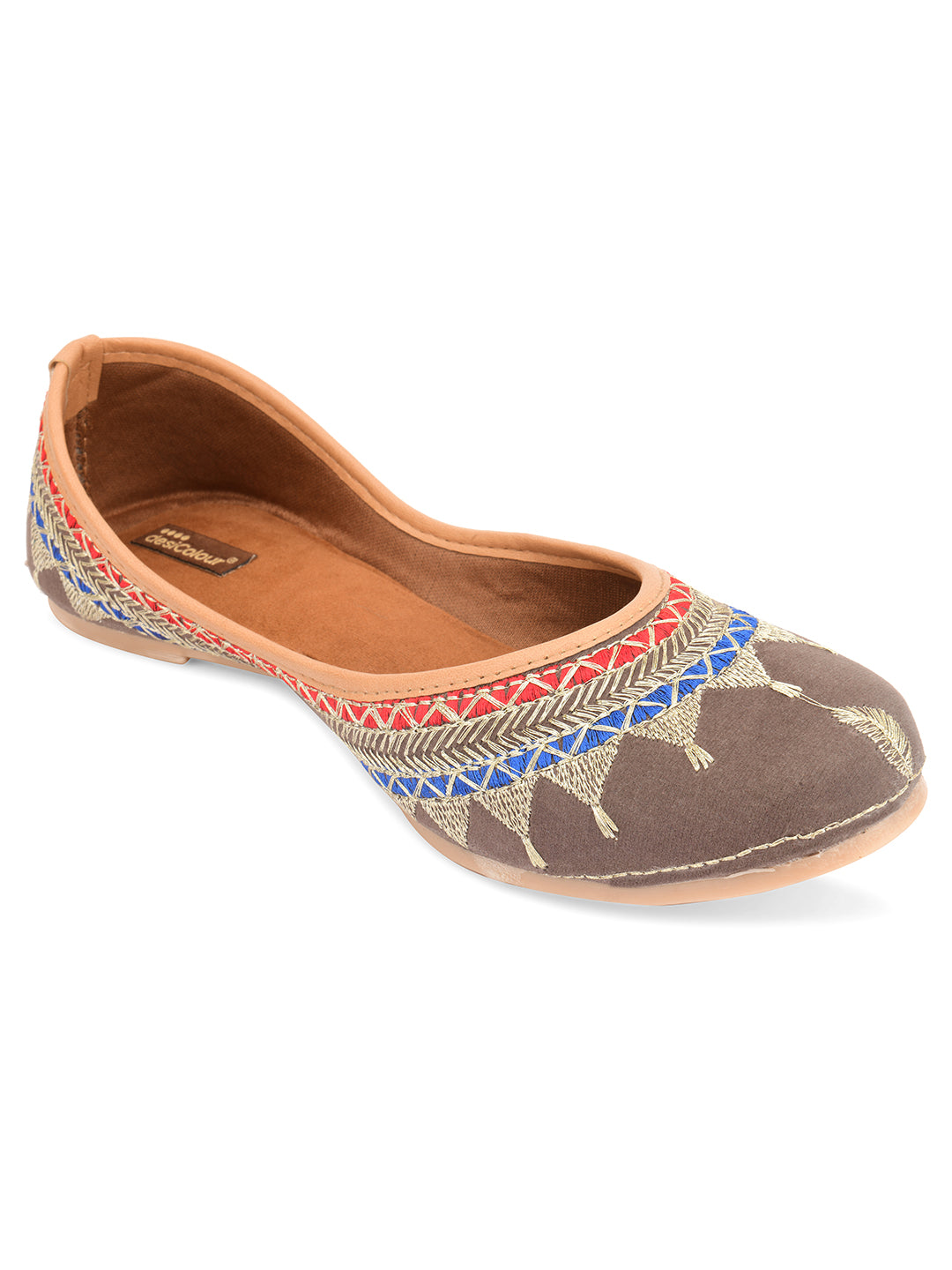 DESI COLOUR Women Grey Ethnic Punjabi Jutti
