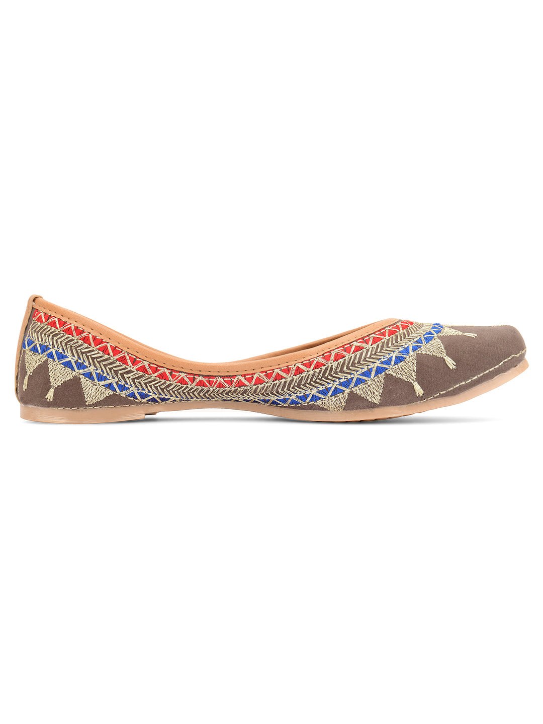 DESI COLOUR Women Grey Ethnic Punjabi Jutti