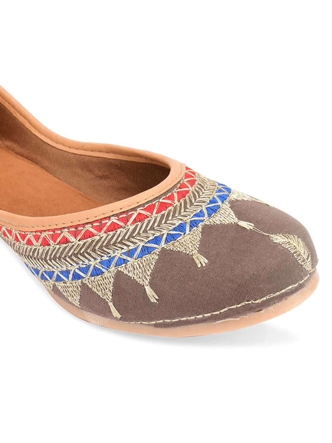 DESI COLOUR Women Grey Ethnic Punjabi Jutti