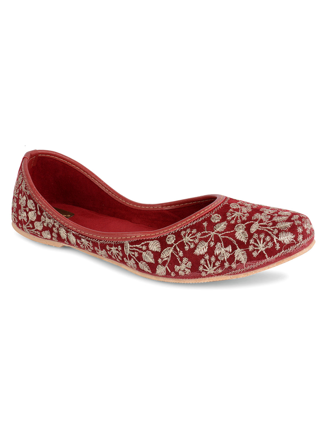 DESI COLOUR Women Maroon Ethnic Punjabi Jutti