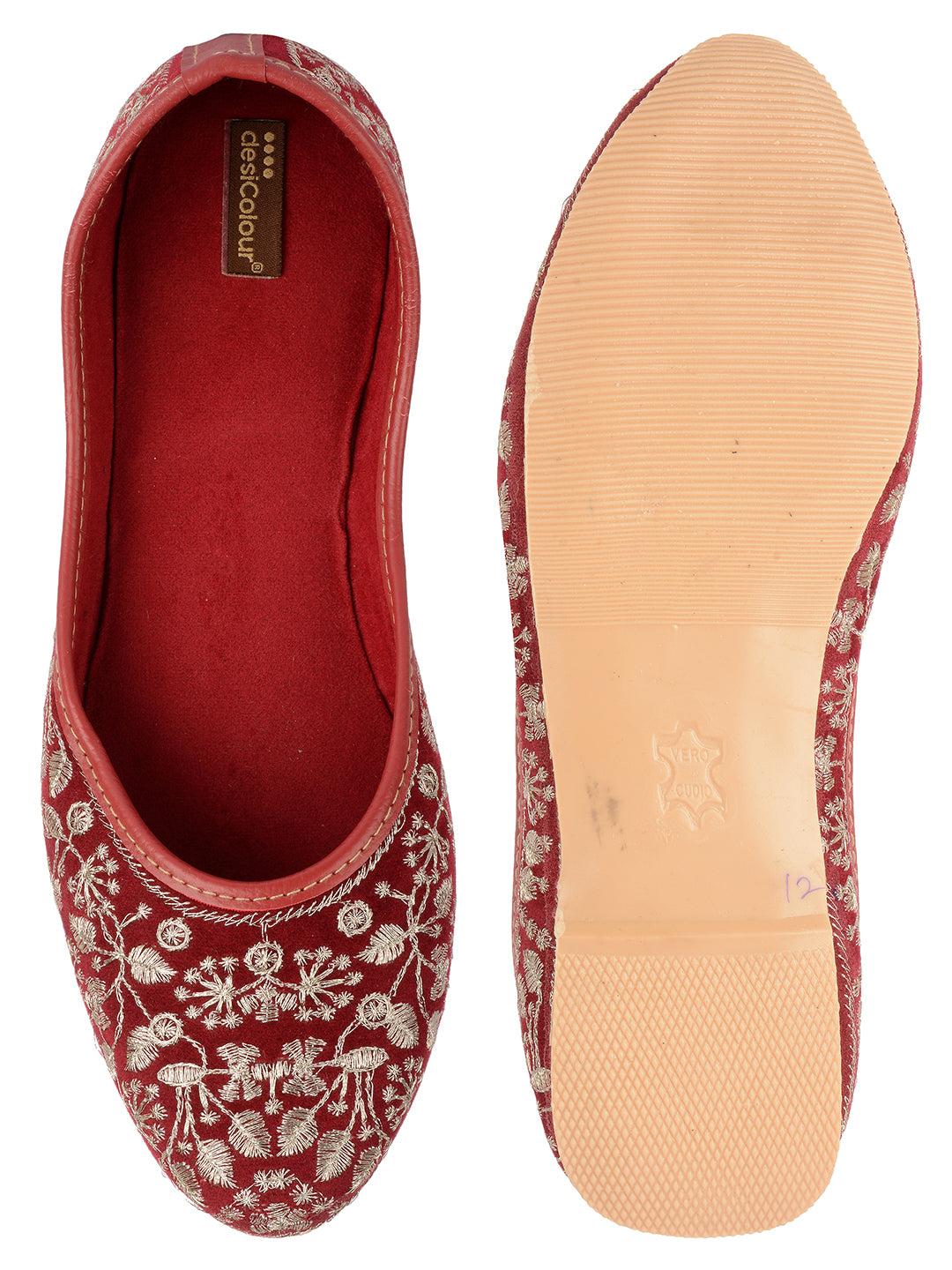 DESI COLOUR Women Maroon Ethnic Punjabi Jutti