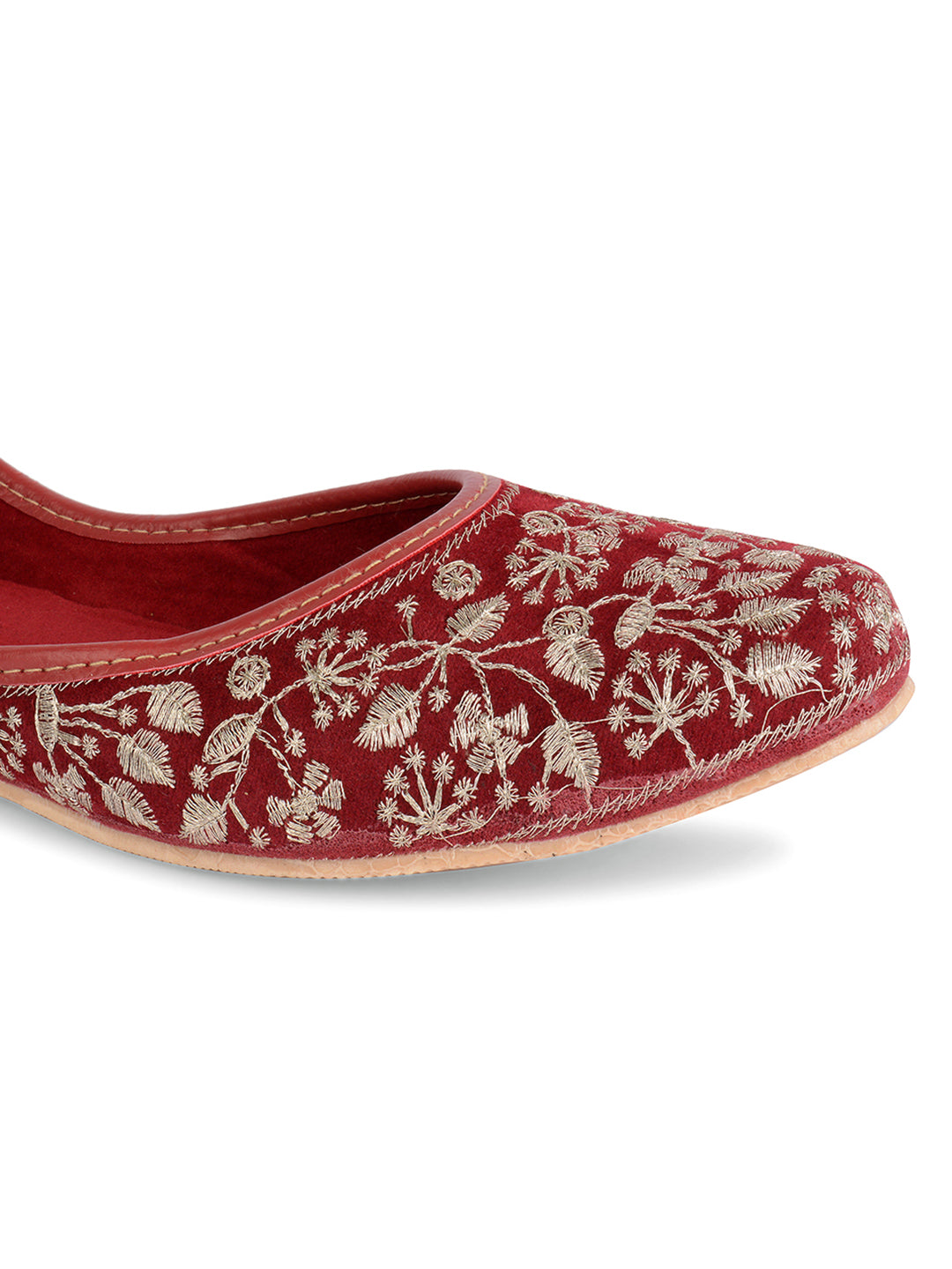 DESI COLOUR Women Maroon Ethnic Punjabi Jutti