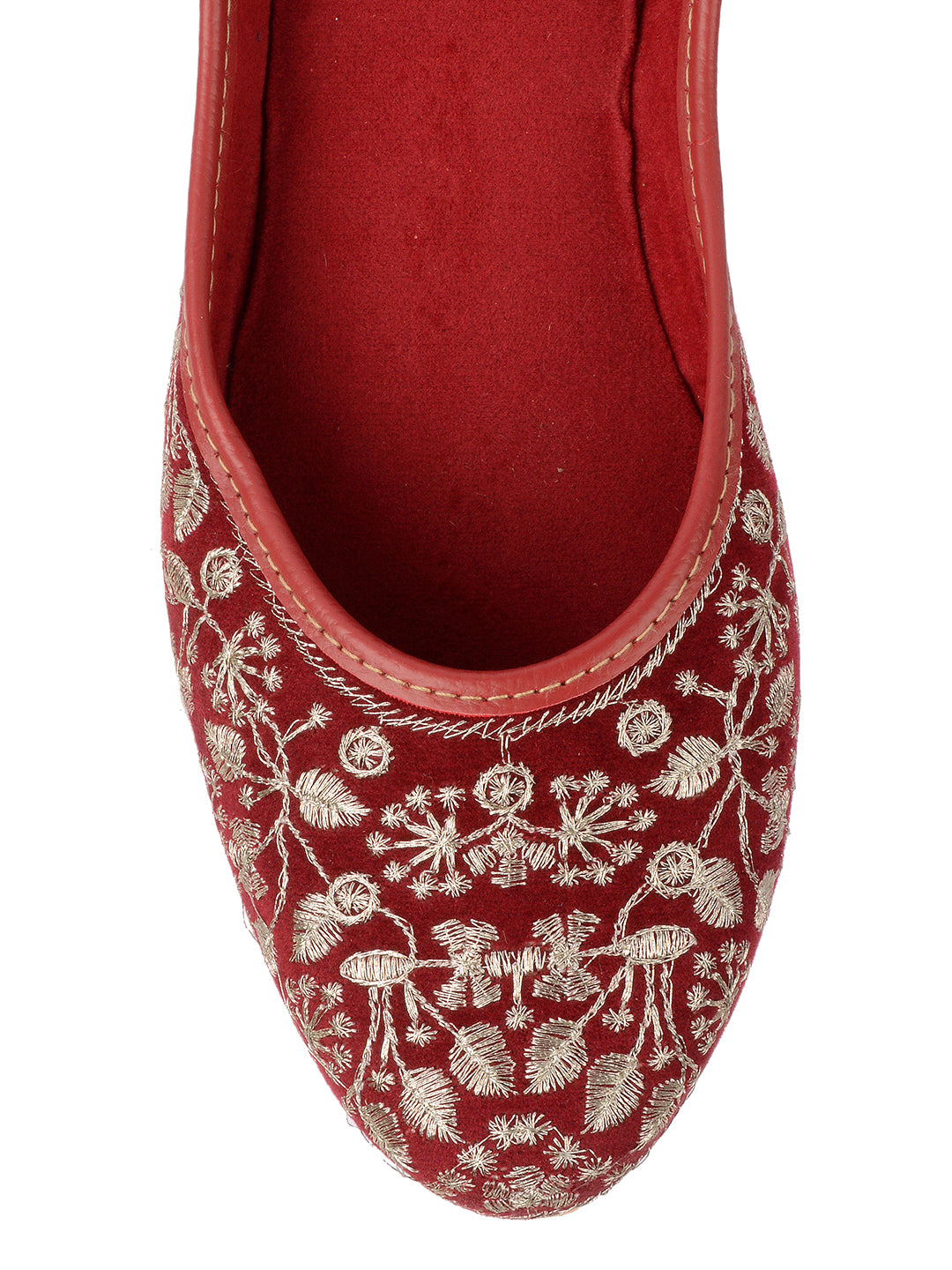 DESI COLOUR Women Maroon Ethnic Punjabi Jutti