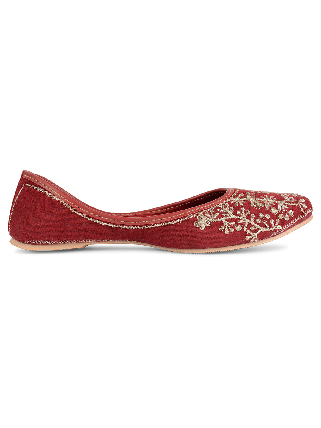 DESI COLOUR Women Maroon Ethnic Punjabi Jutti