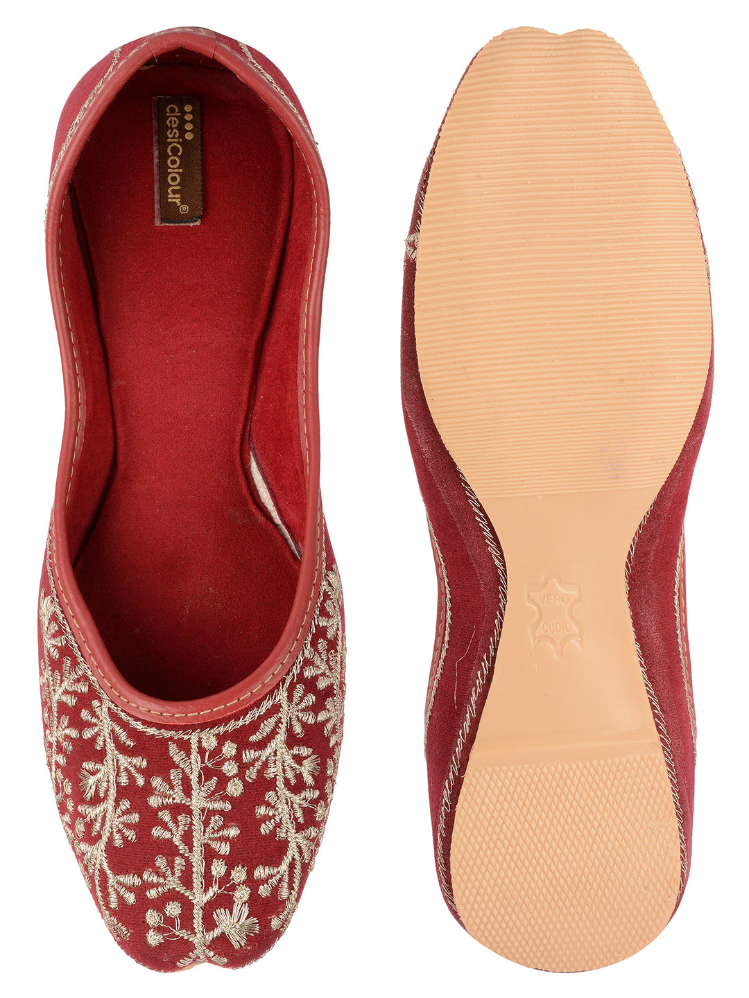 DESI COLOUR Women Maroon Ethnic Punjabi Jutti
