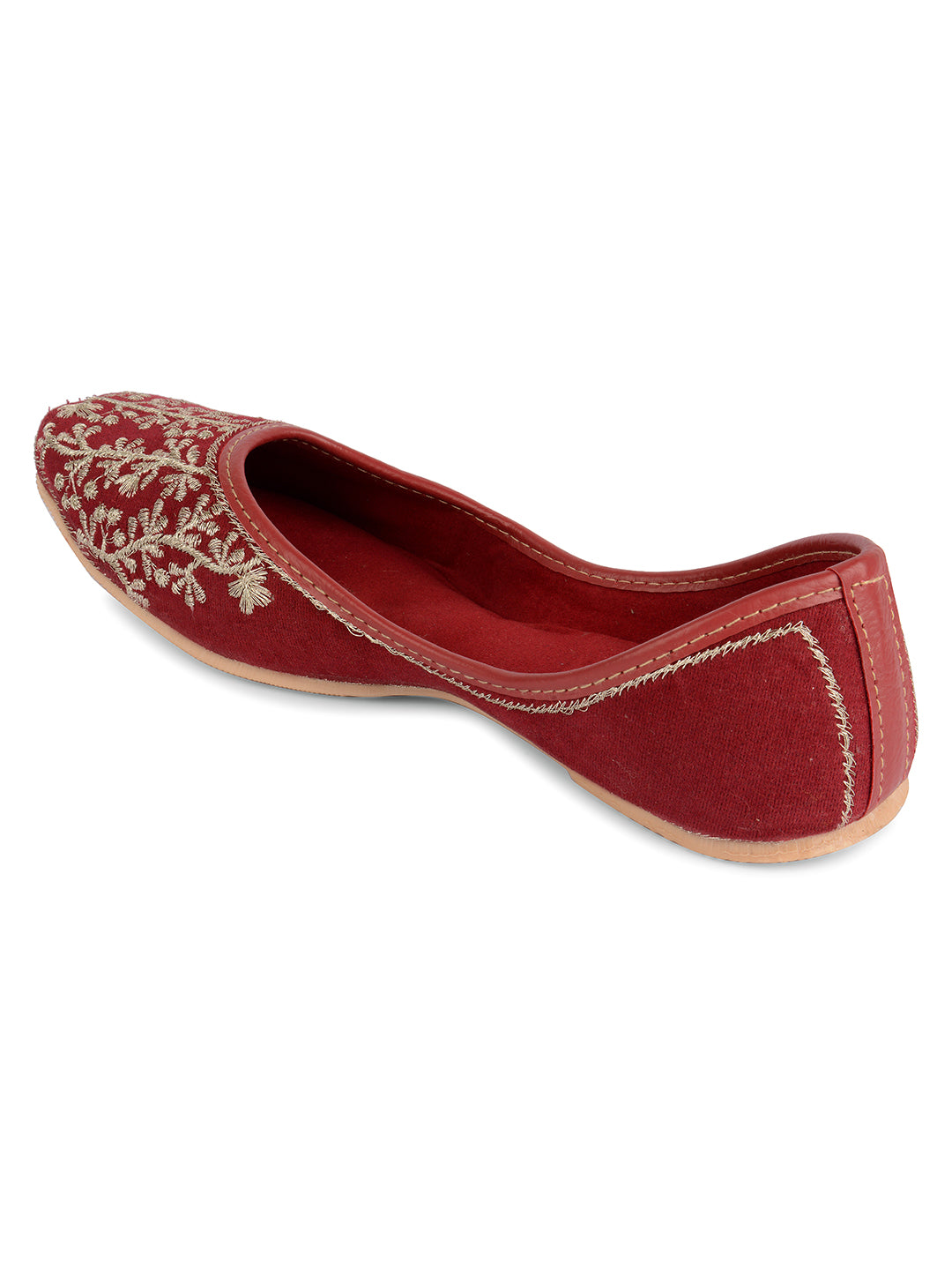 DESI COLOUR Women Maroon Ethnic Punjabi Jutti