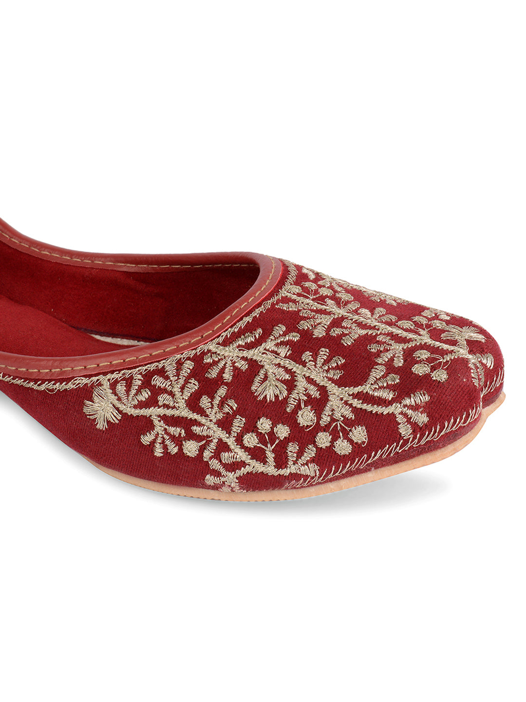 DESI COLOUR Women Maroon Ethnic Punjabi Jutti