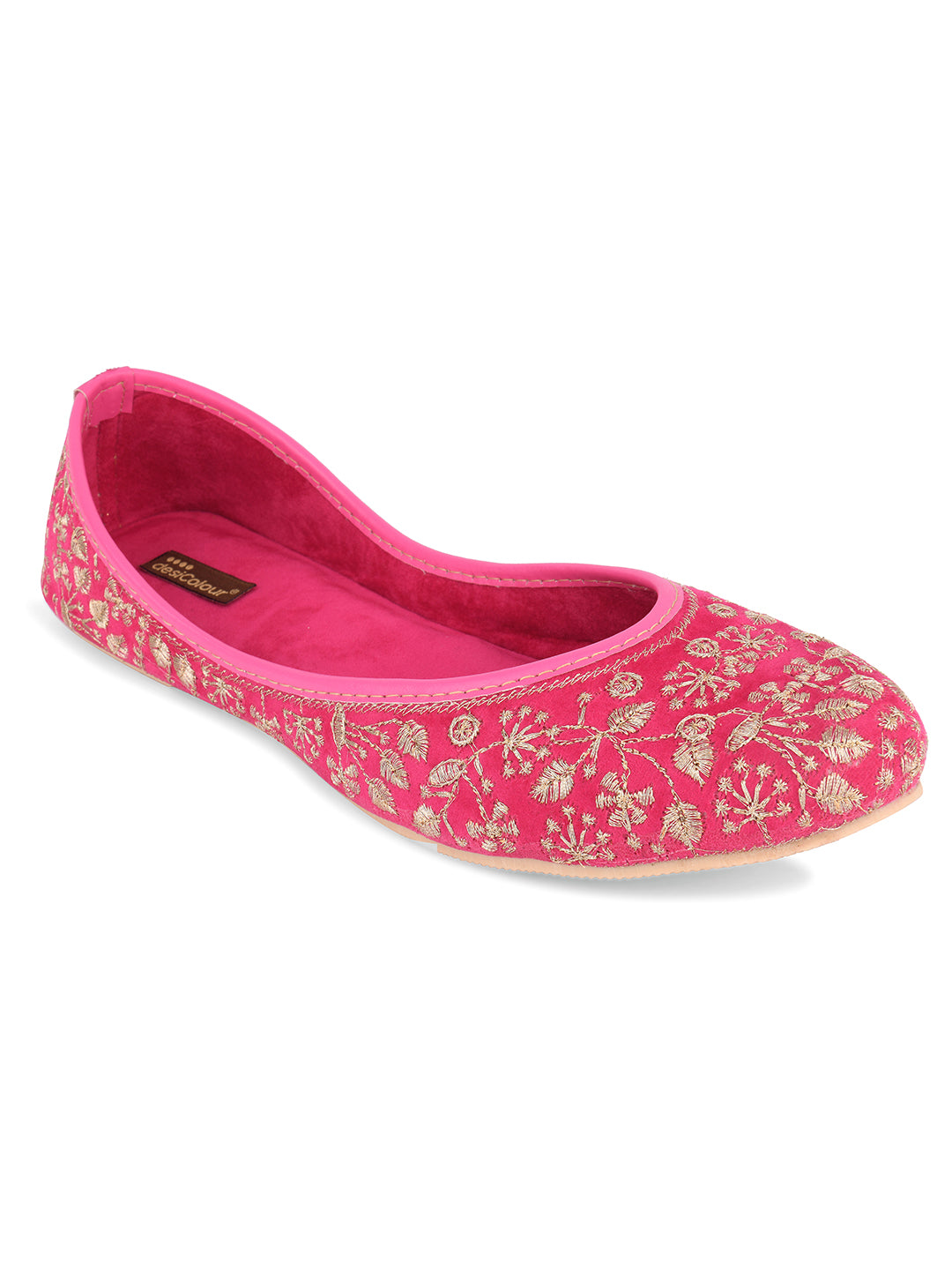 DESI COLOUR Women Pink Ethnic Punjabi Jutti