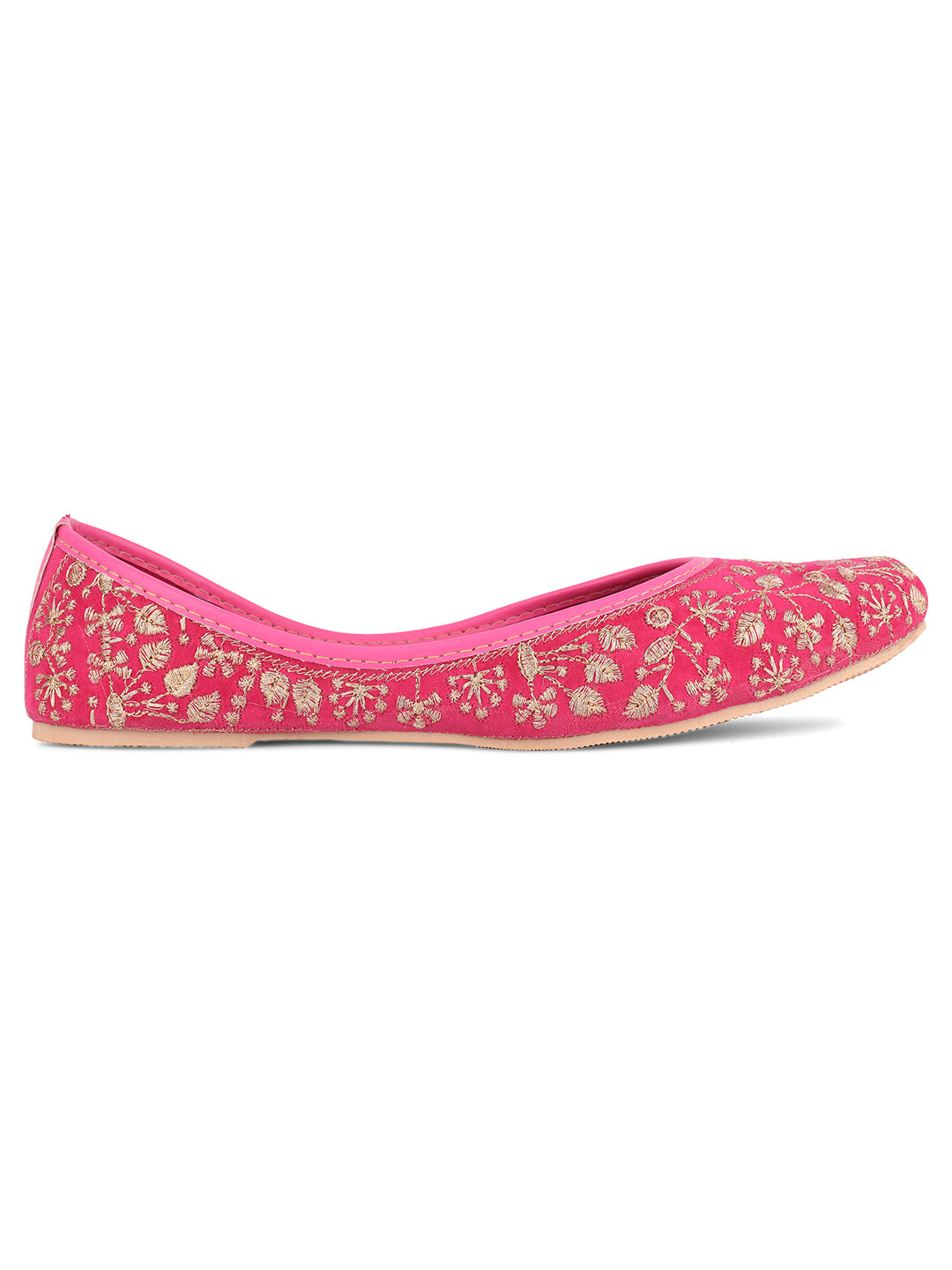 DESI COLOUR Women Pink Ethnic Punjabi Jutti