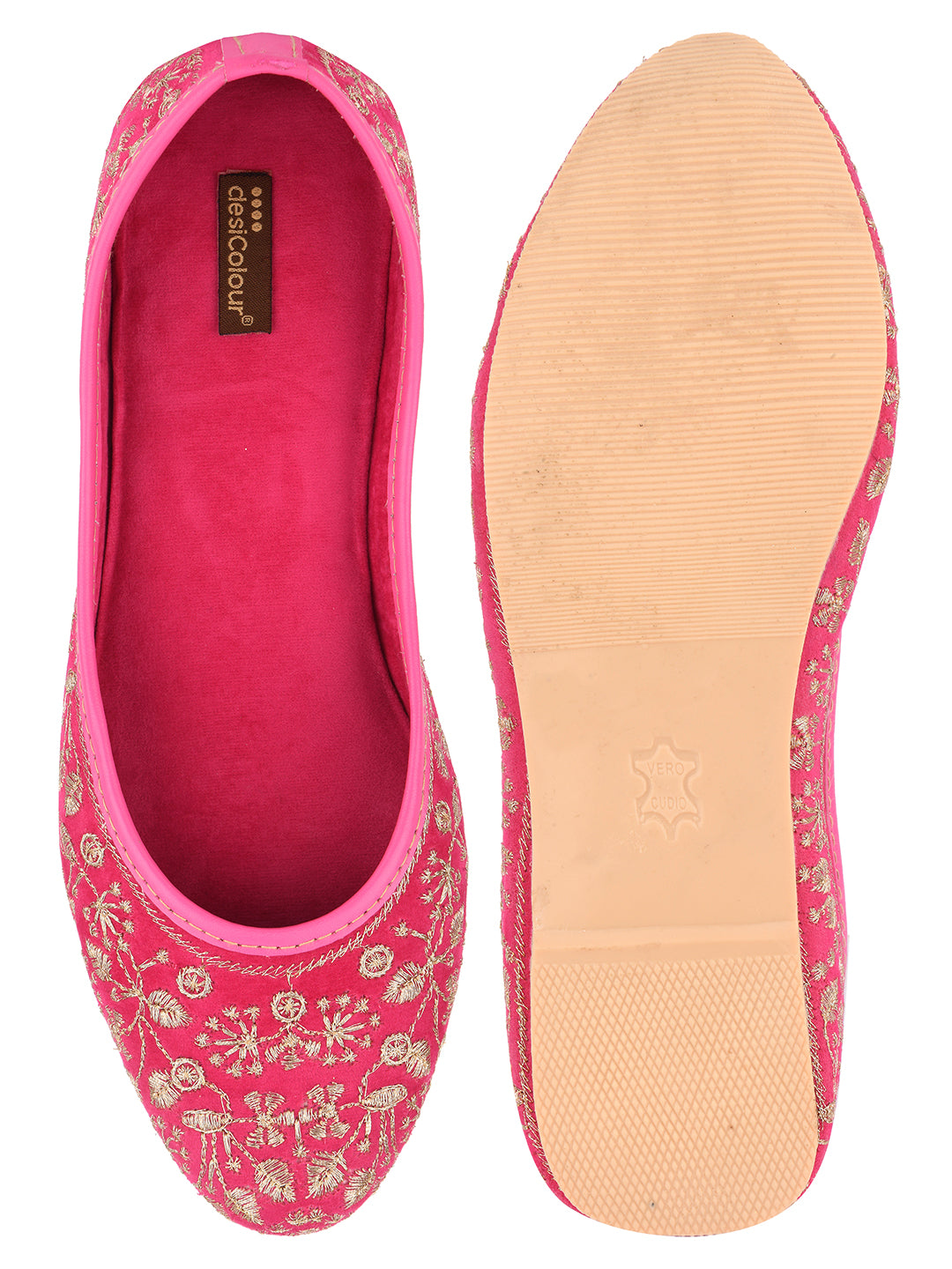 DESI COLOUR Women Pink Ethnic Punjabi Jutti