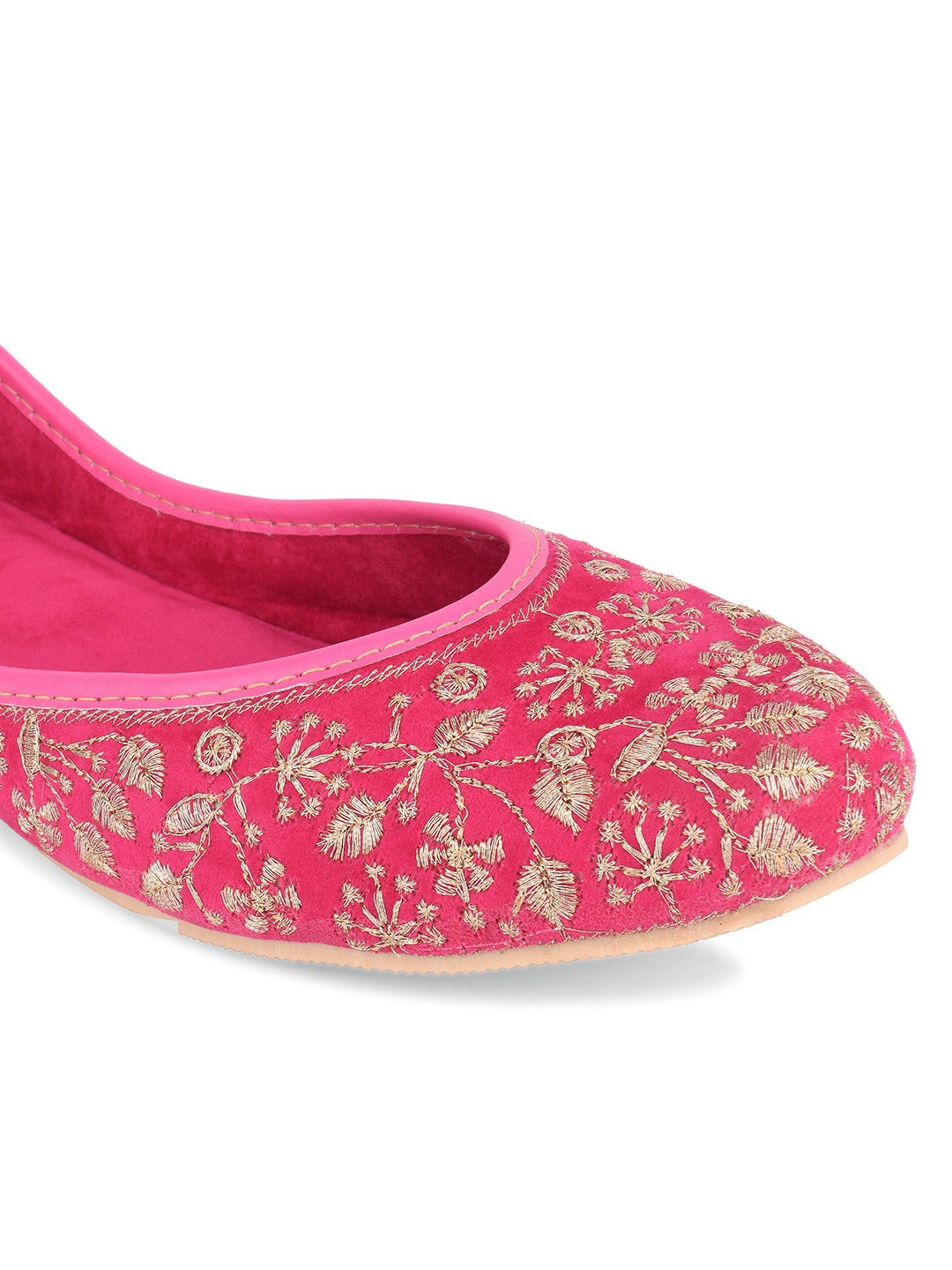DESI COLOUR Women Pink Ethnic Punjabi Jutti