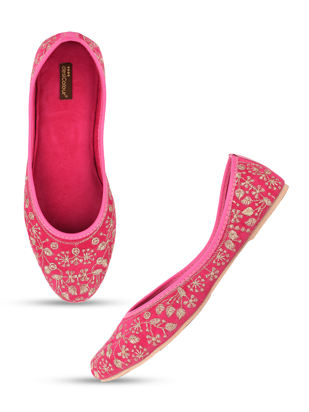 DESI COLOUR Women Pink Ethnic Punjabi Jutti