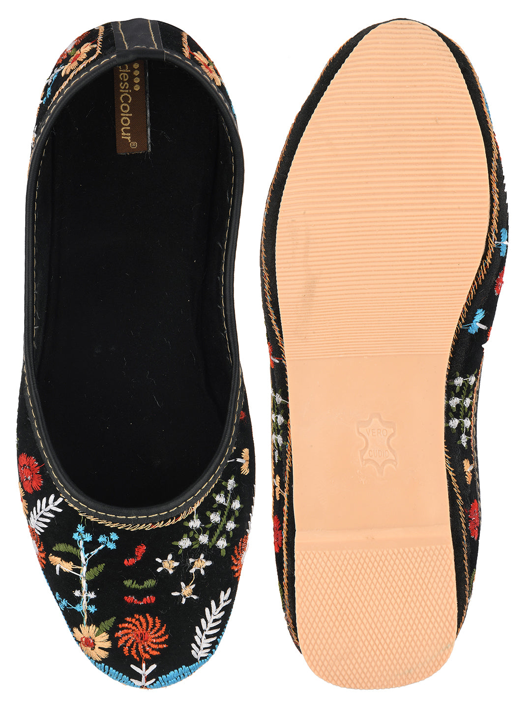 DESI COLOUR Women Black Ethnic Punjabi Jutti