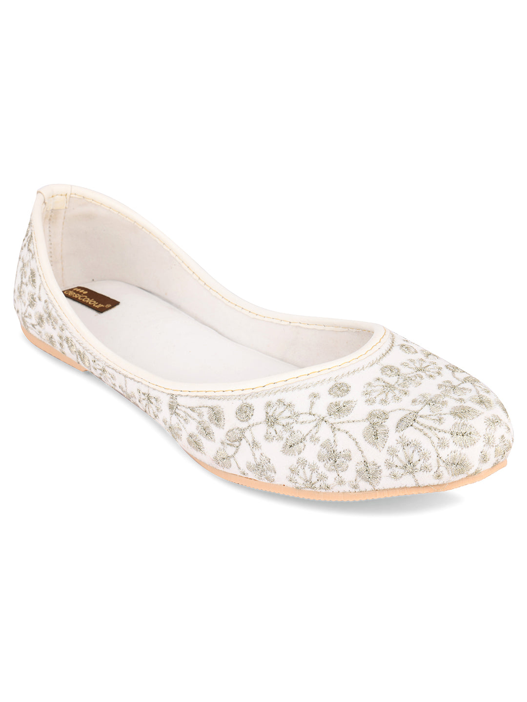 DESI COLOUR Women White Ethnic Punjabi Jutti