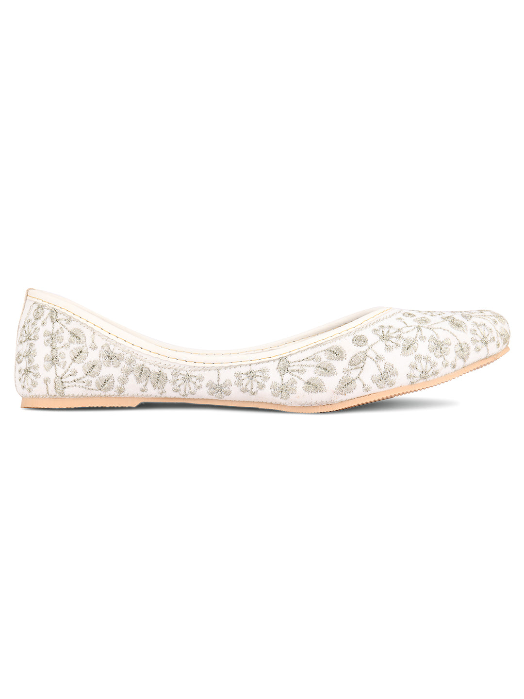 DESI COLOUR Women White Ethnic Punjabi Jutti