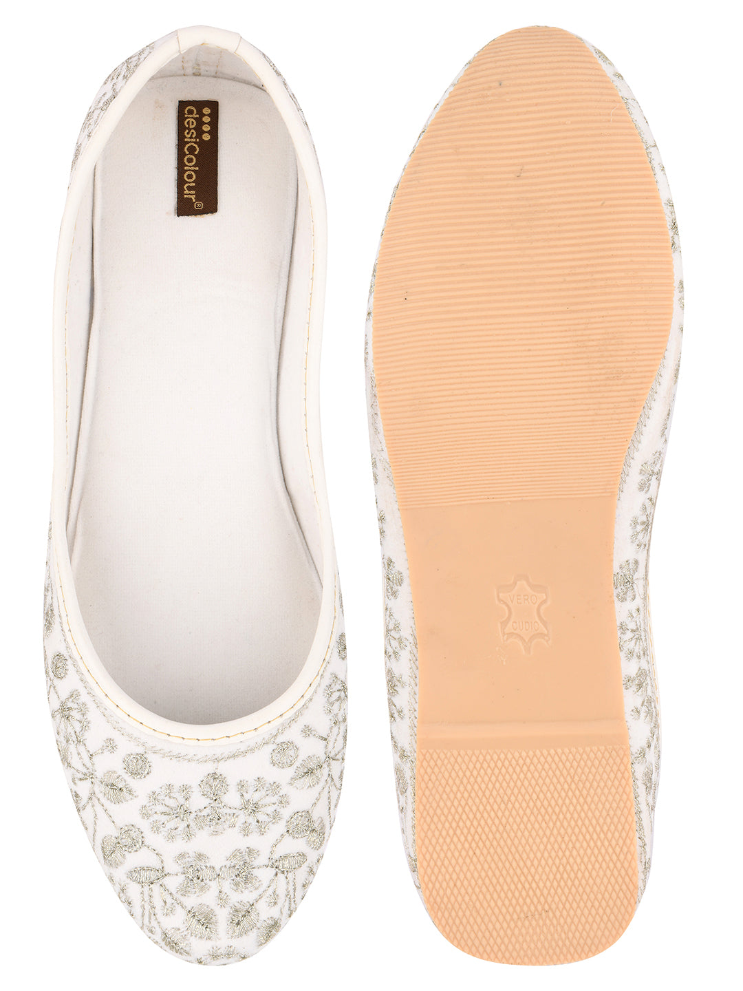 DESI COLOUR Women White Ethnic Punjabi Jutti