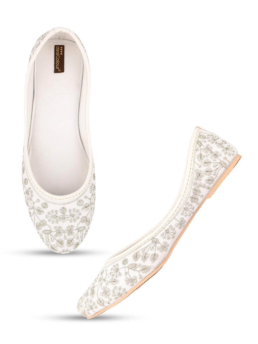 DESI COLOUR Women White Ethnic Punjabi Jutti