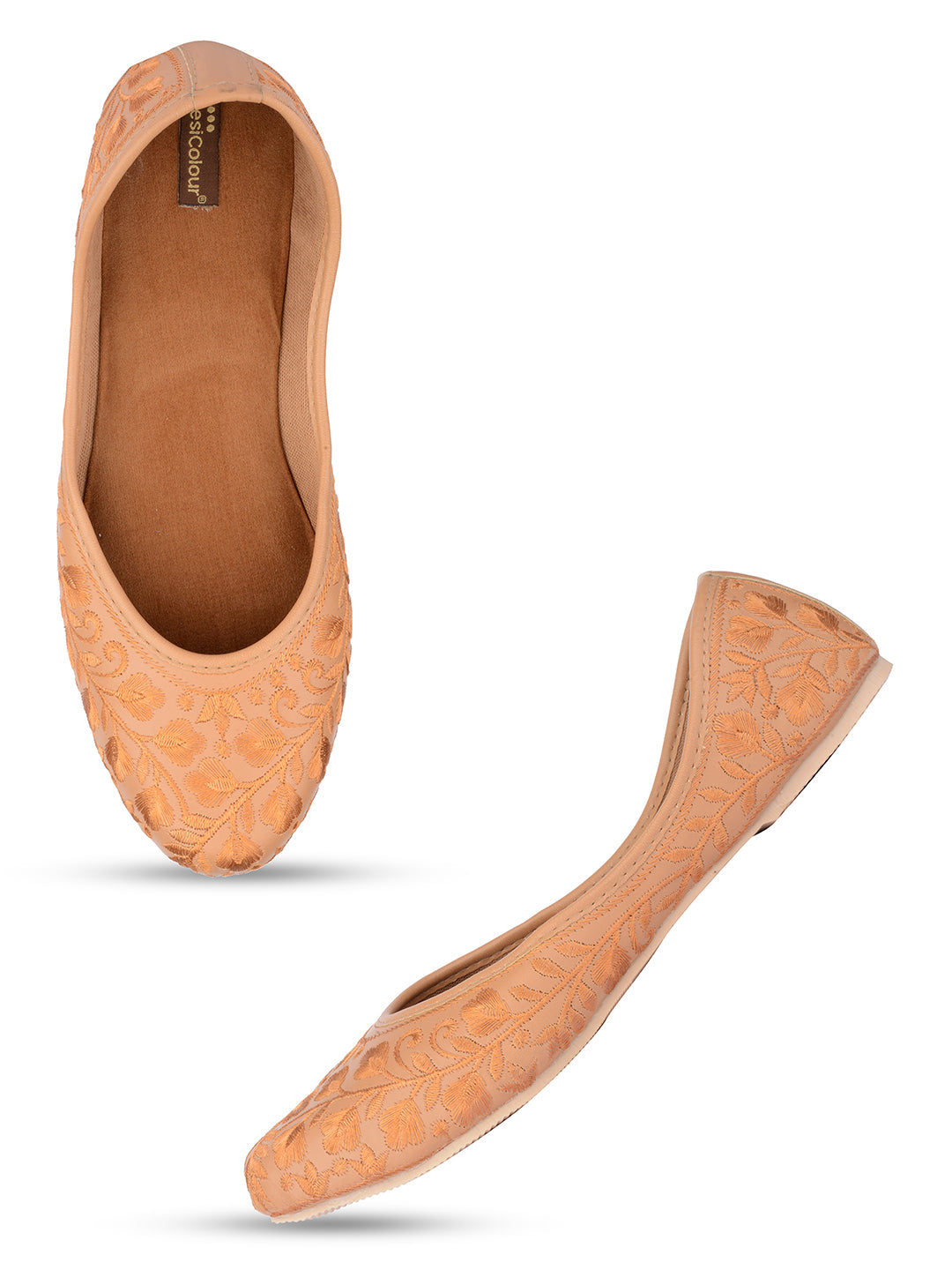 DESI COLOUR Women Tan Ethnic Punjabi Jutti
