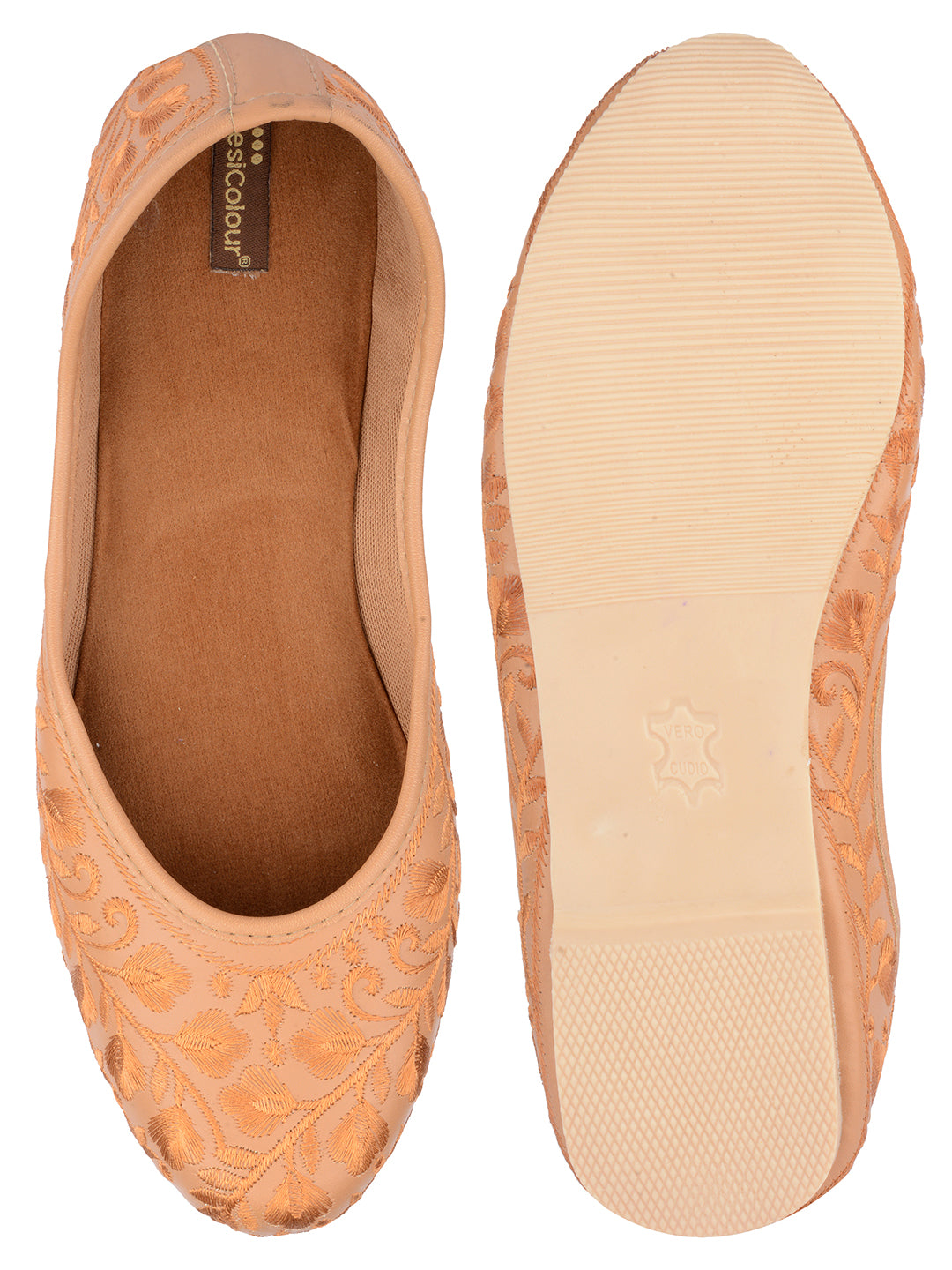 DESI COLOUR Women Tan Ethnic Punjabi Jutti
