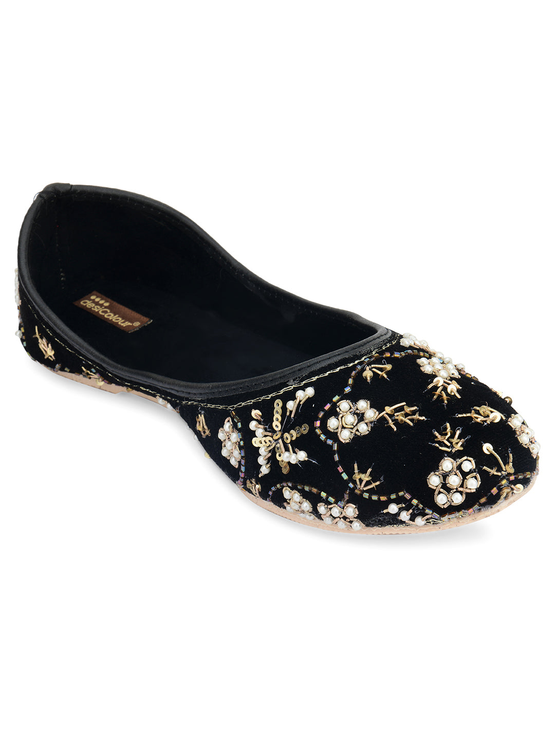 DESI COLOUR Women Black Ethnic Punjabi Jutti