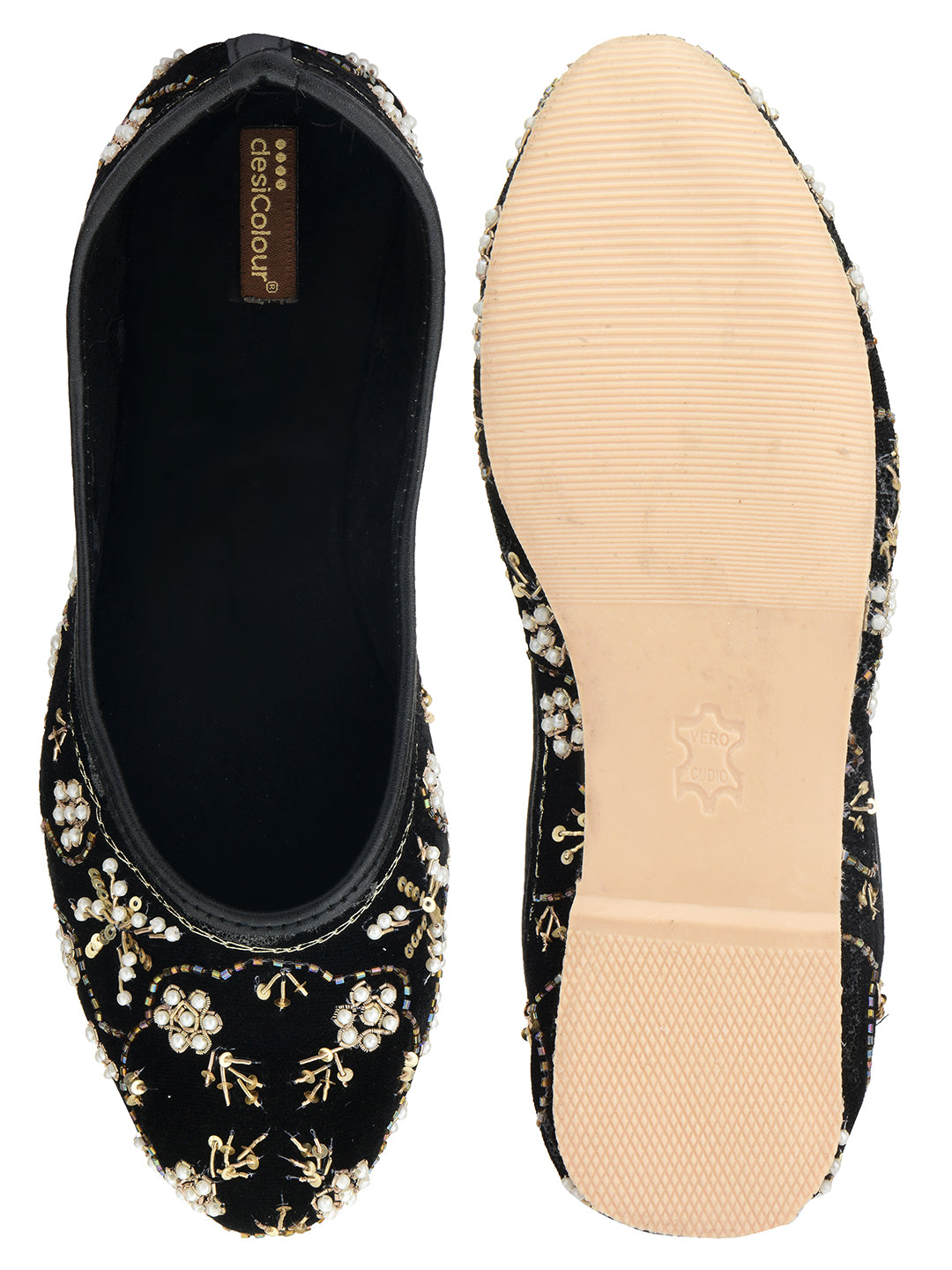 DESI COLOUR Women Black Ethnic Punjabi Jutti