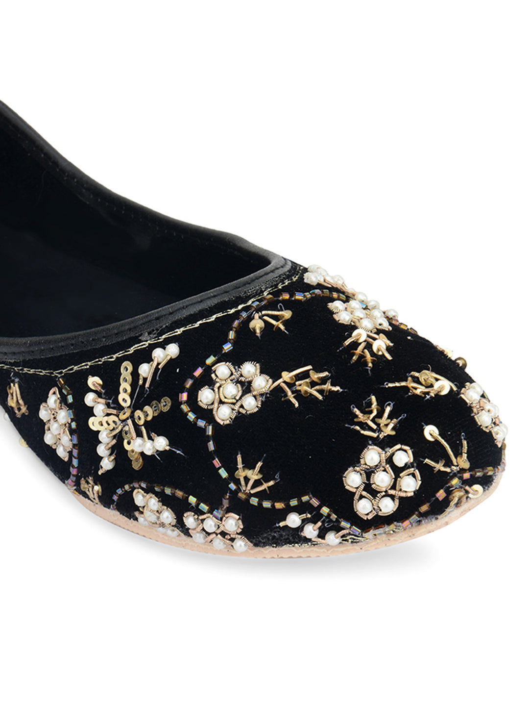 DESI COLOUR Women Black Ethnic Punjabi Jutti