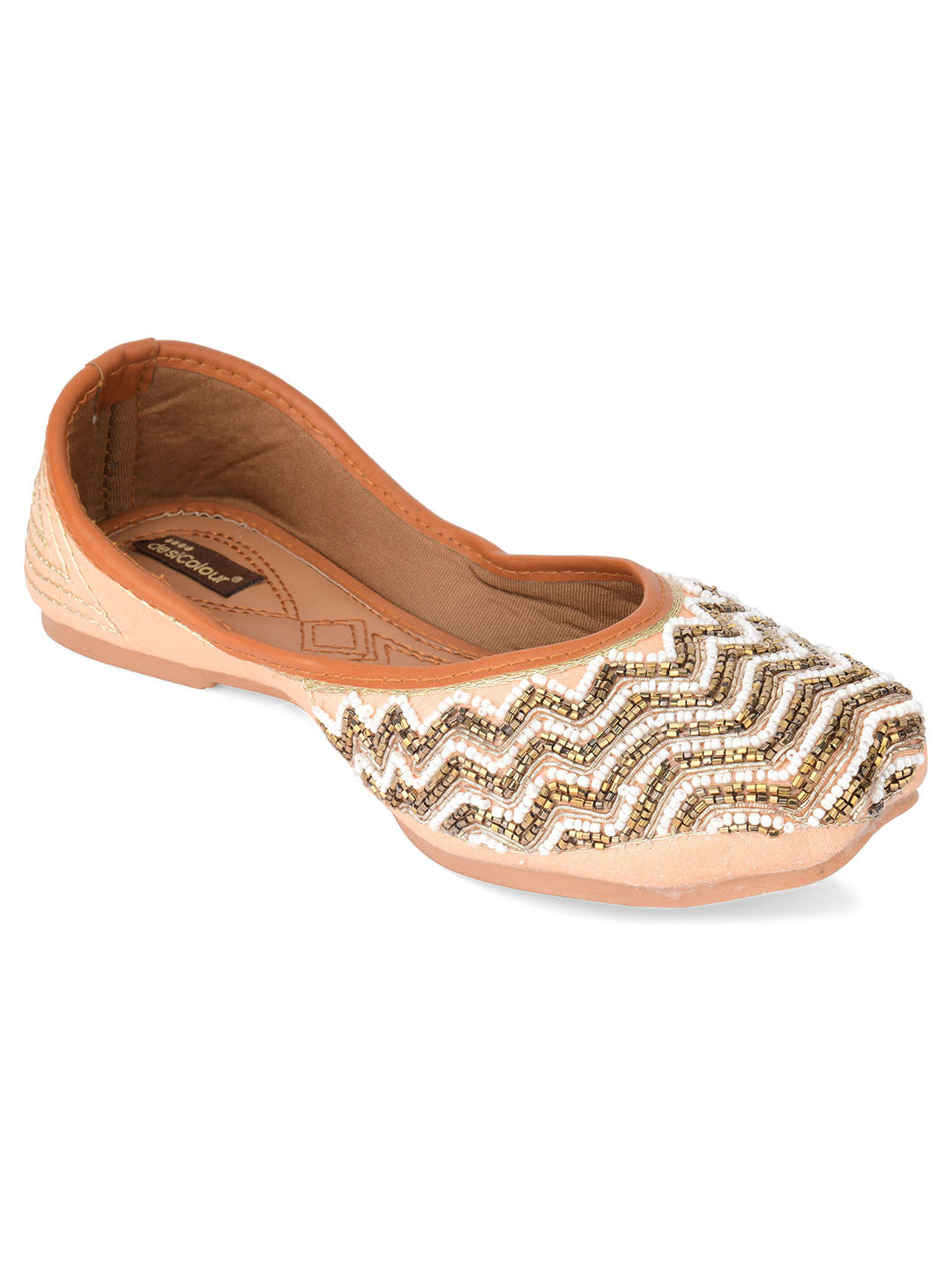 DESI COLOUR Women Peach Ethnic Punjabi Jutti