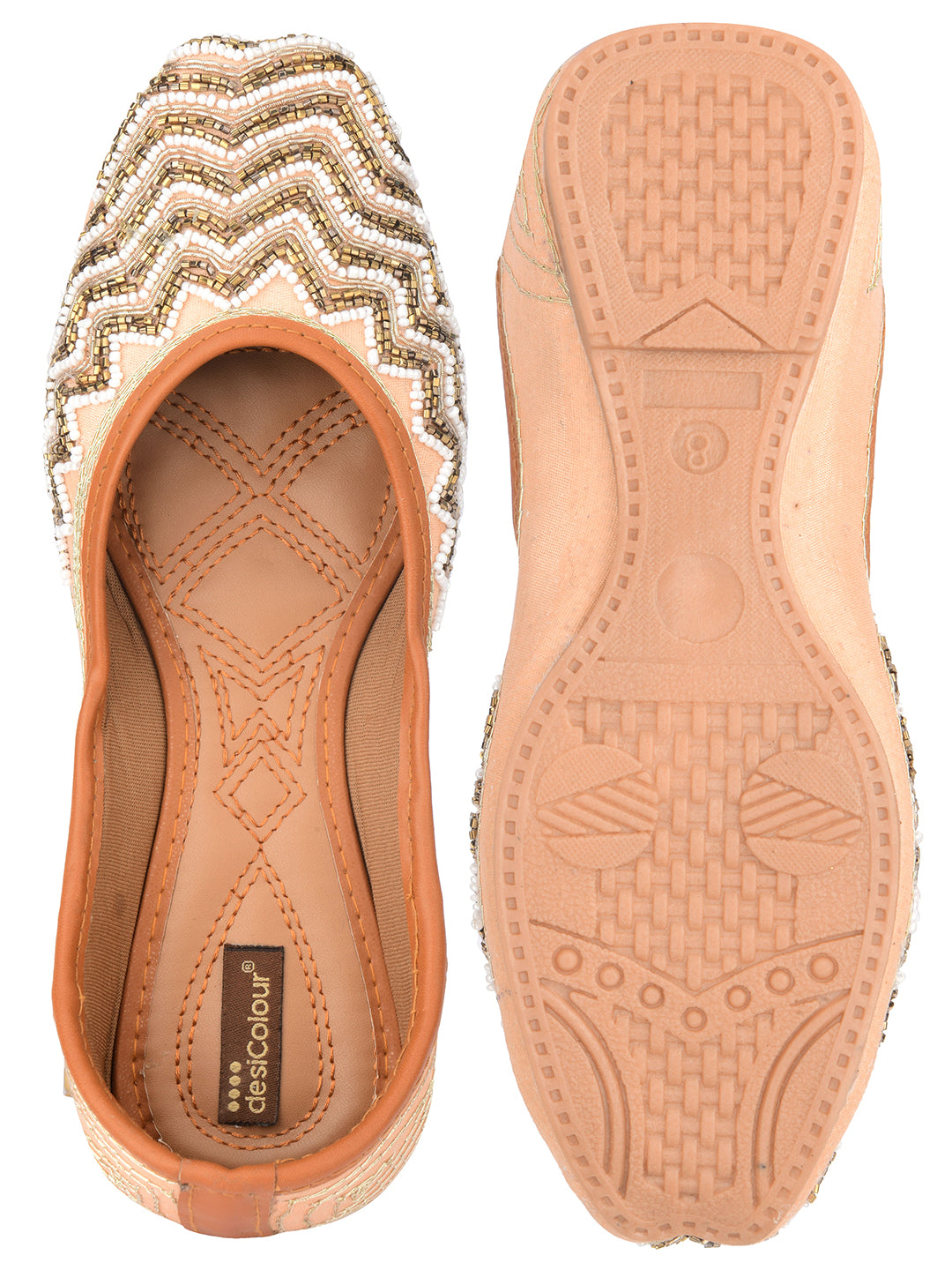 DESI COLOUR Women Peach Ethnic Punjabi Jutti
